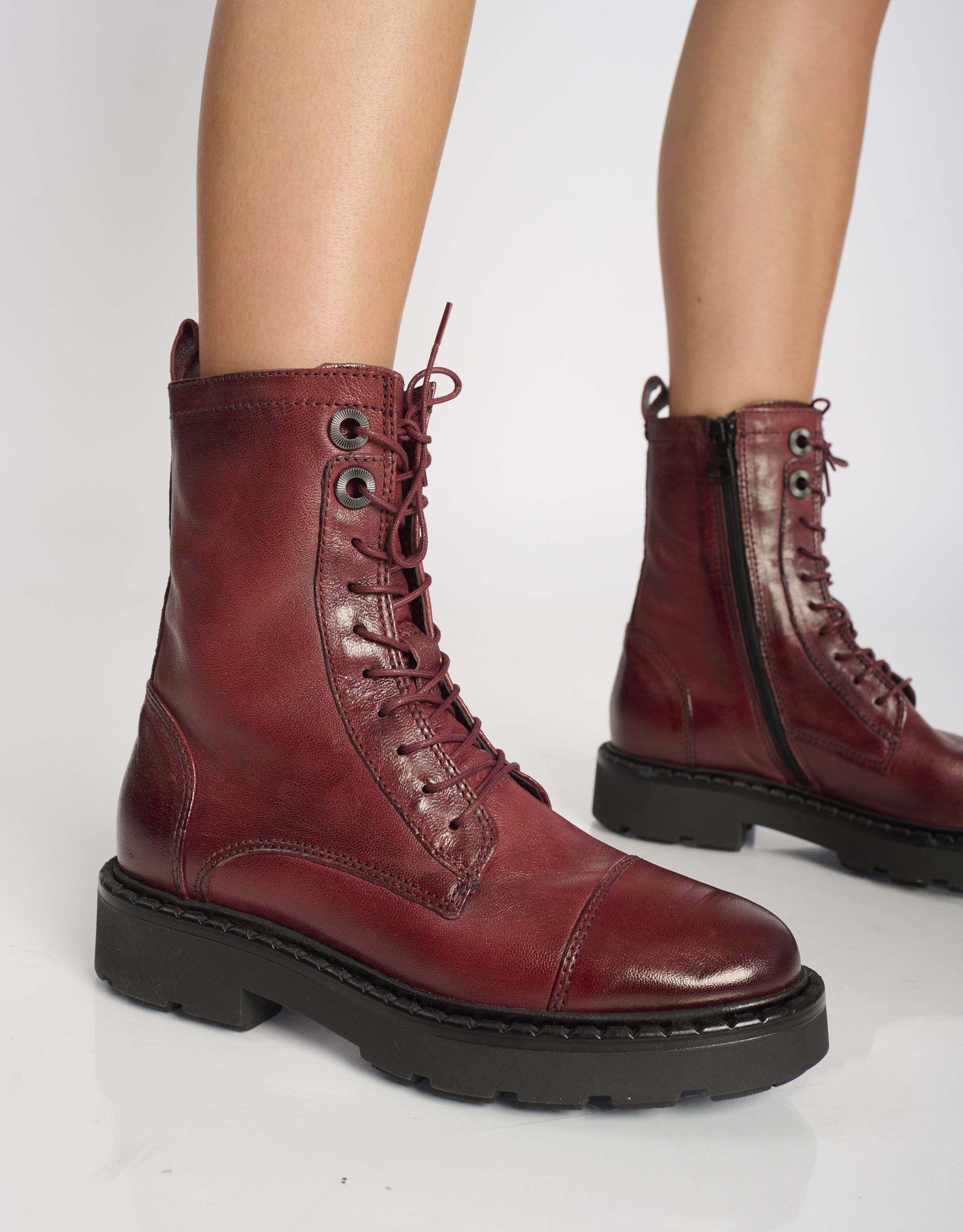 נעלי נשים - Mjus - מגפונים עם שרוכים REBECCA - בורדו3