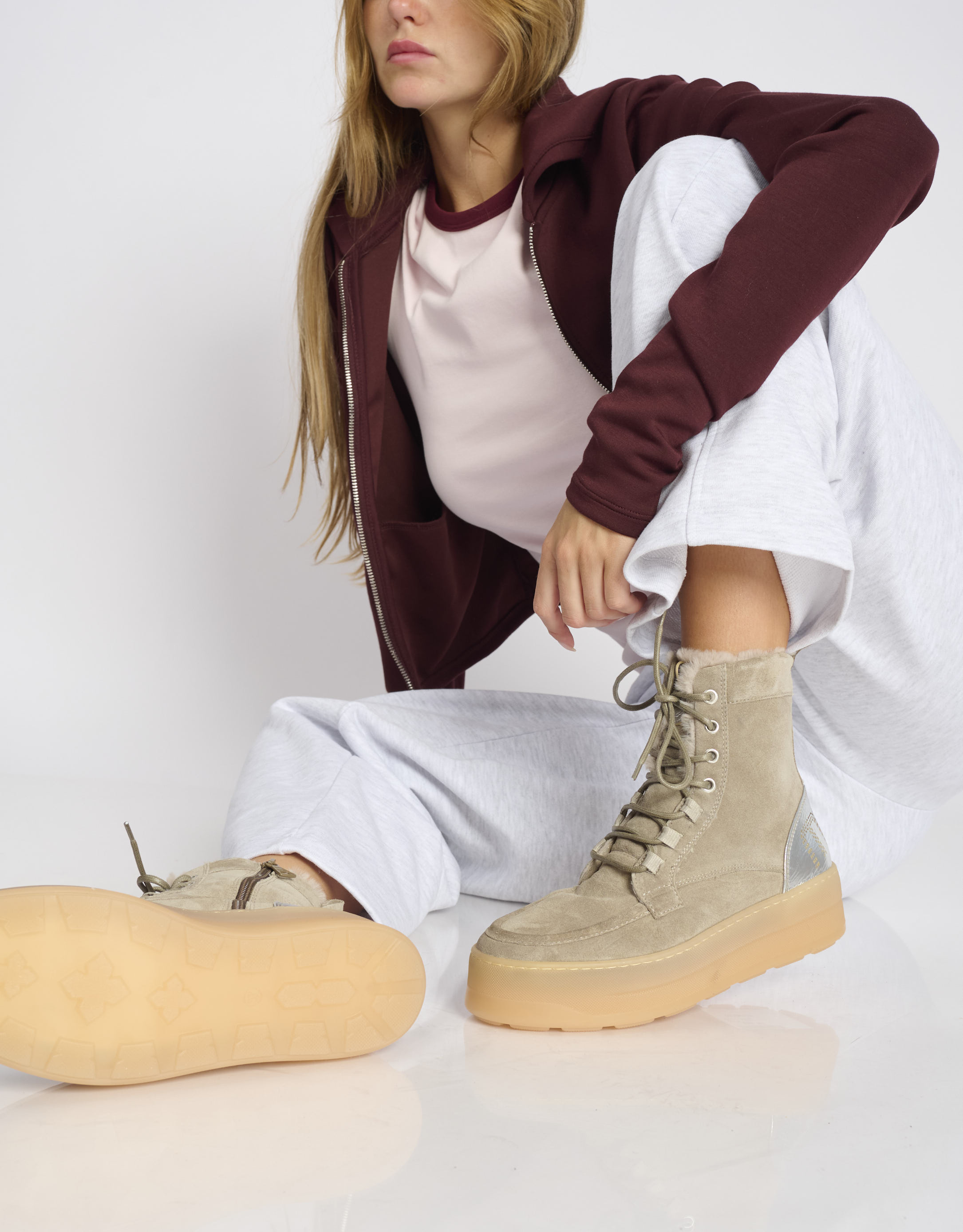 נעלי נשים - Mjus - סניקרס זמש גבוהות LURDES - אפור2