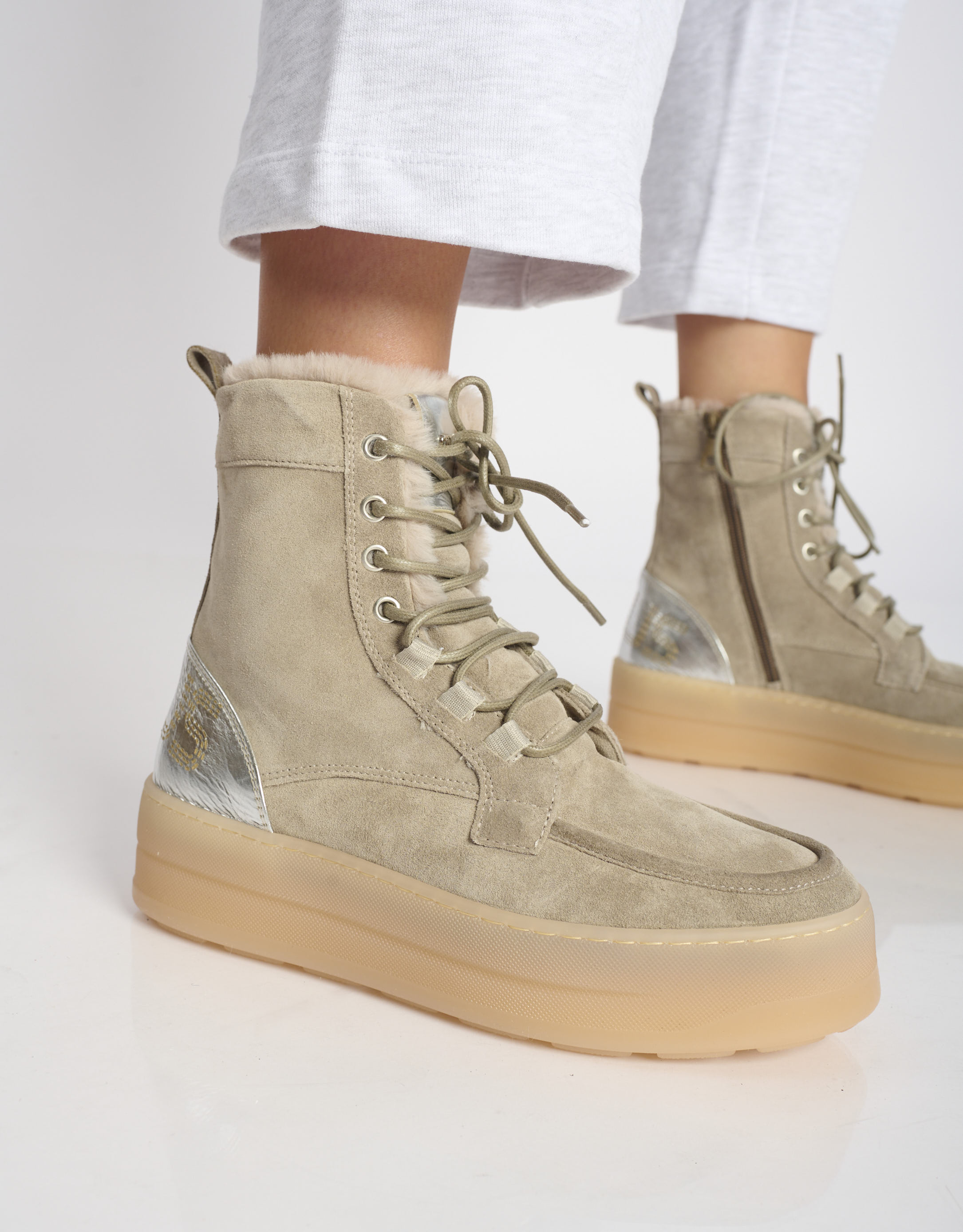 נעלי נשים - Mjus - סניקרס זמש גבוהות LURDES - אפור3