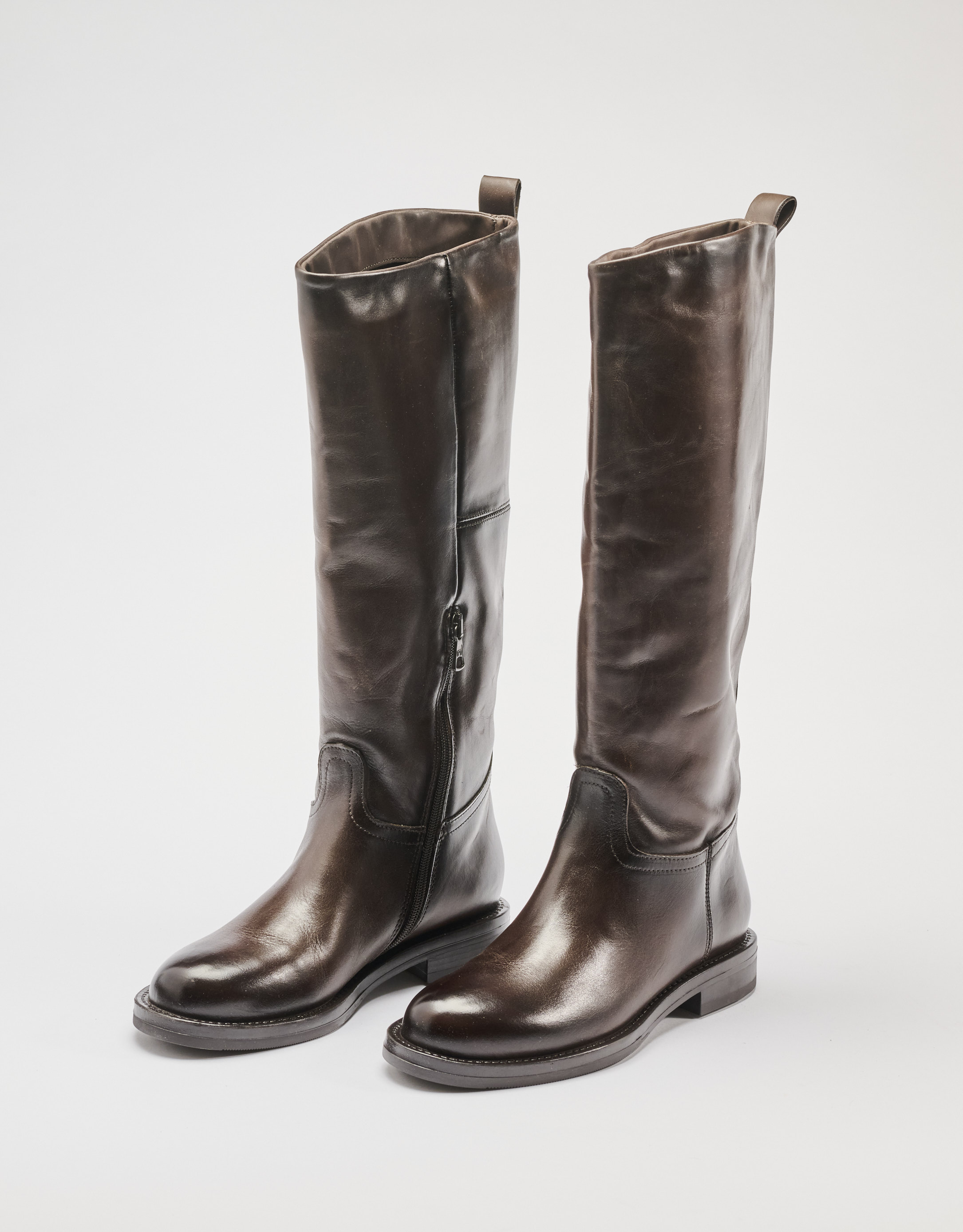 נעלי נשים - Mjus - מגפיים מעור BEATA - חום כהה2