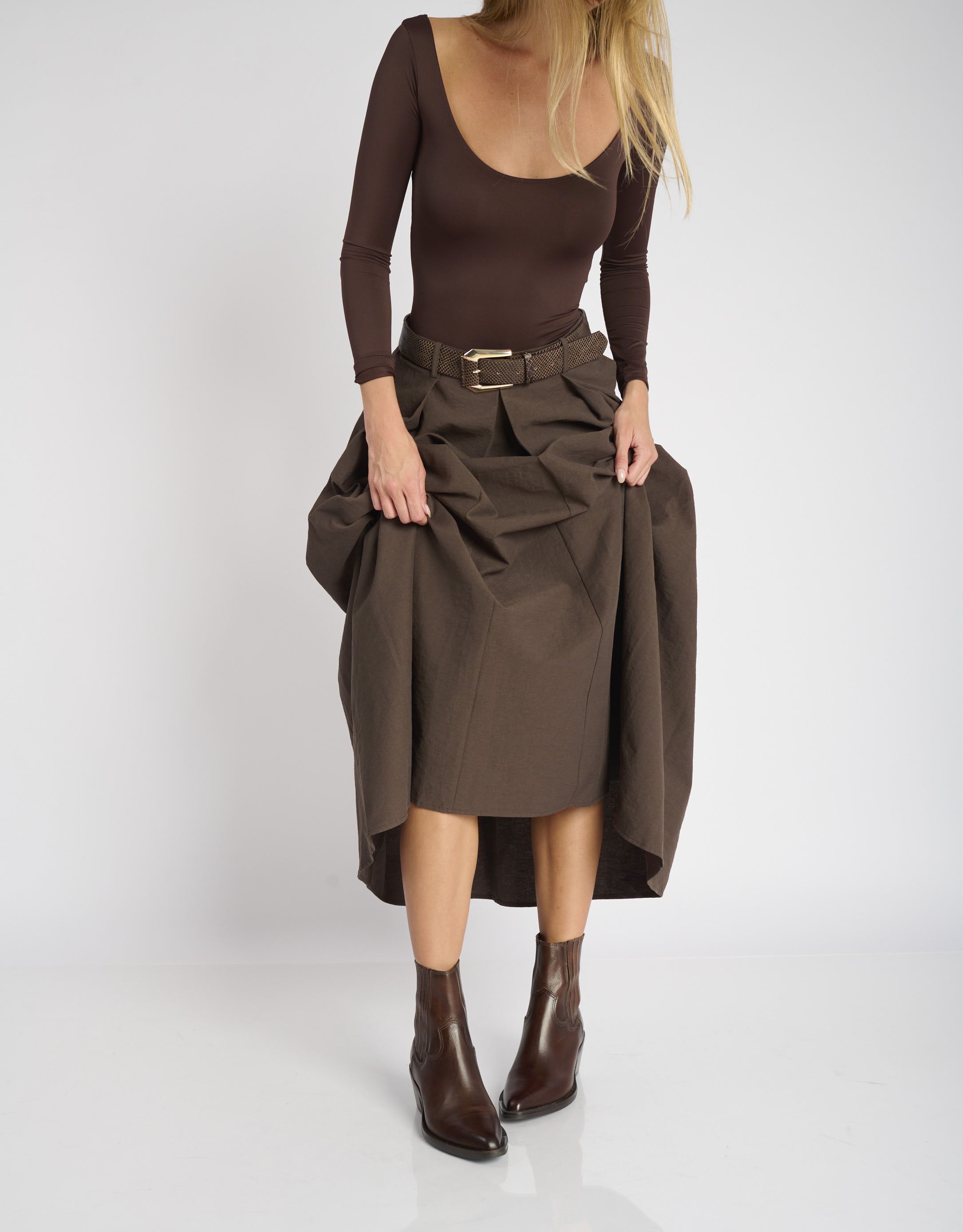 נעלי נשים - Mjus - מגפוני עור TERESA - חום2