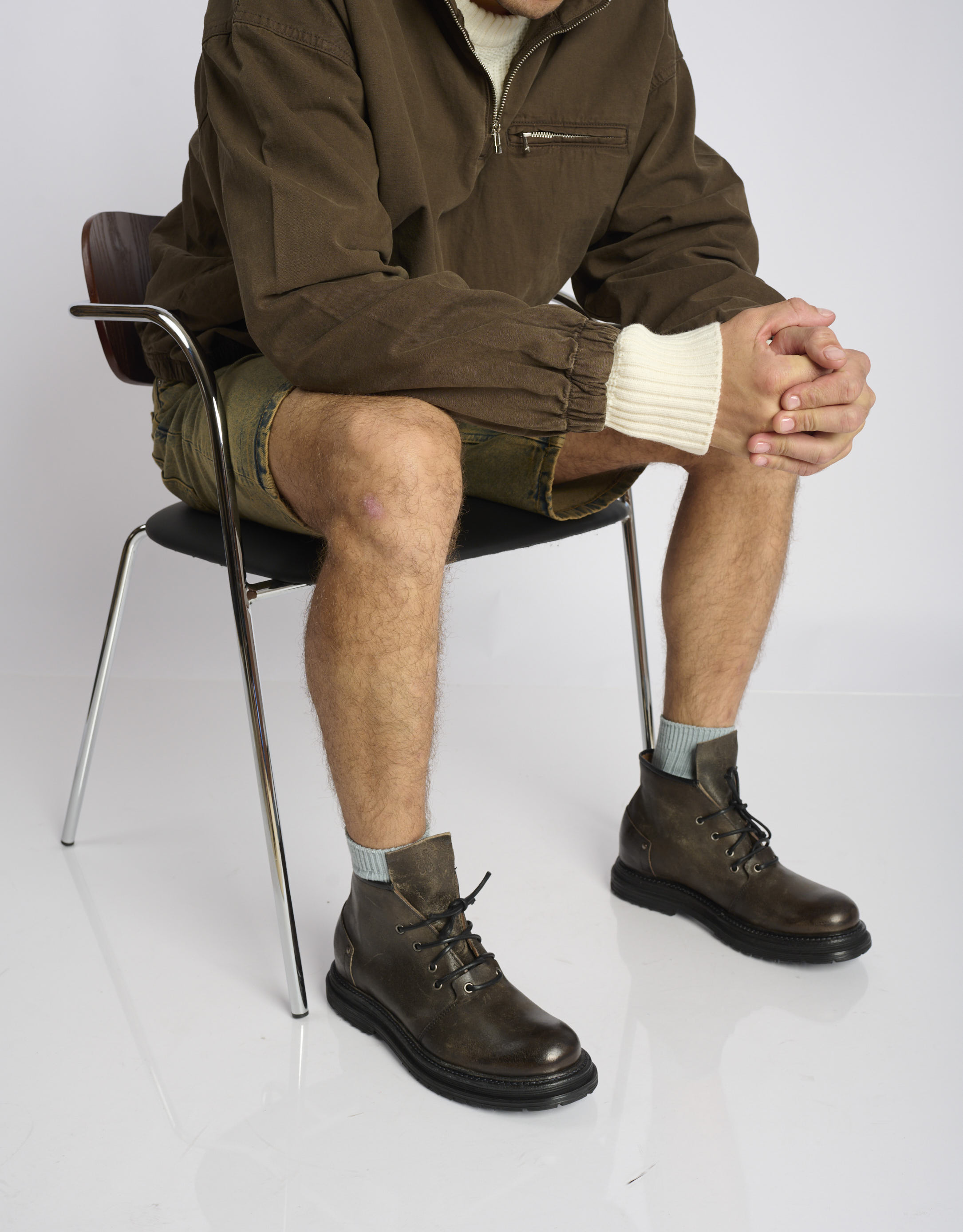 נעלי גברים - A.S. 98 - נעלי עור גבוהות STATIC - אפור1