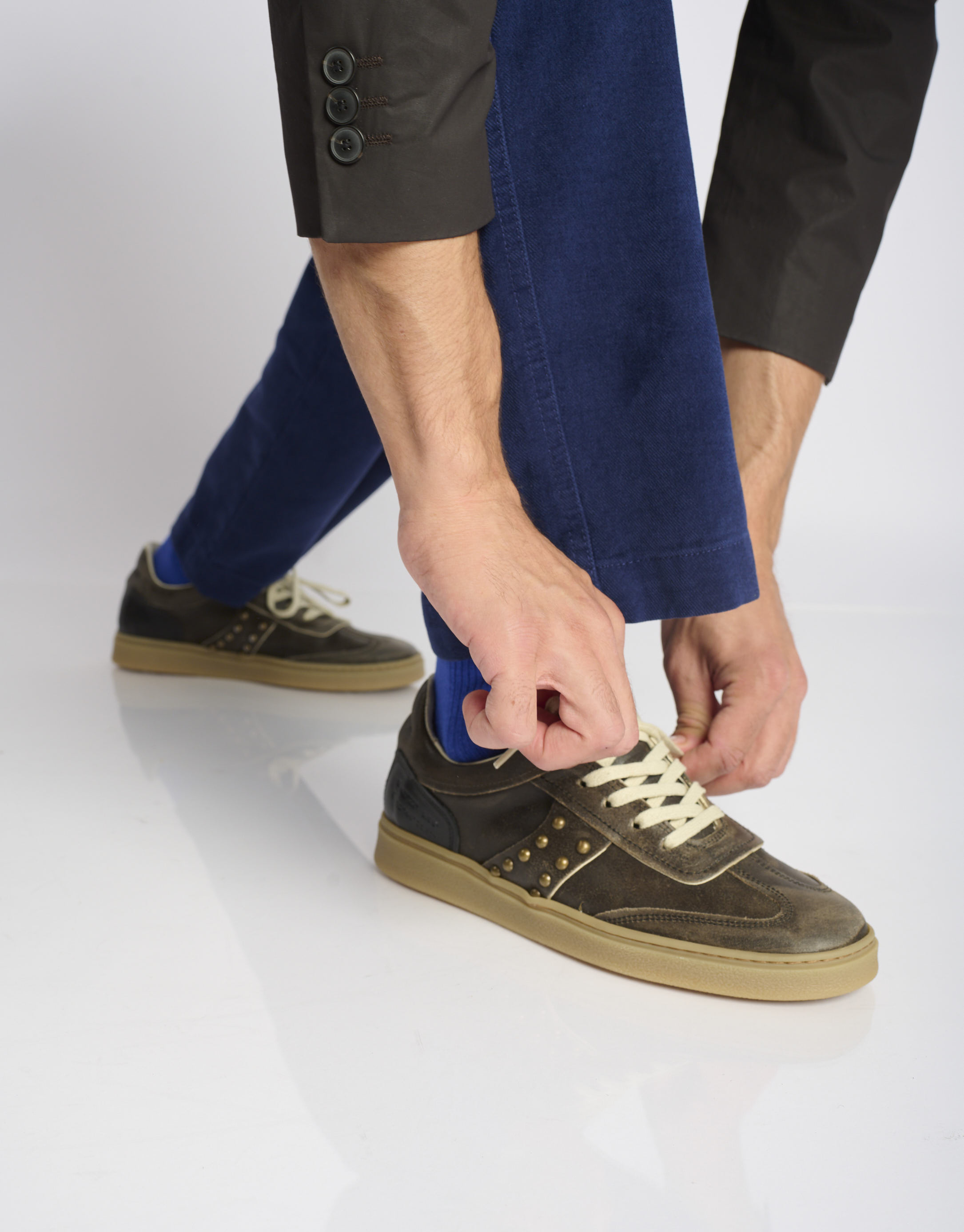 נעלי גברים - A.S. 98 - סניקרס עור DAVID - אפור חום2