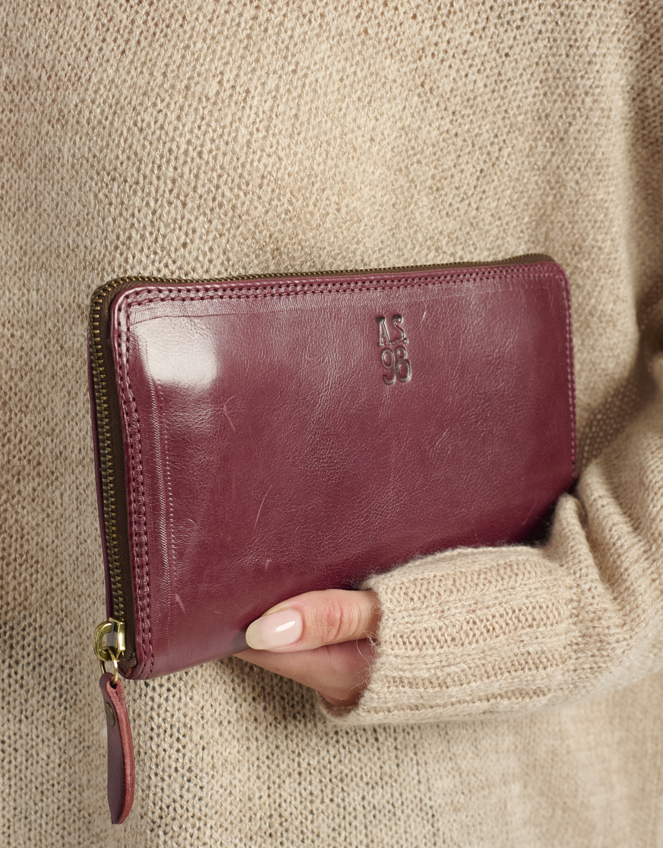 נעלי גברים - A.S. 98 - ארנק עור מלבני גדול - בורדו1