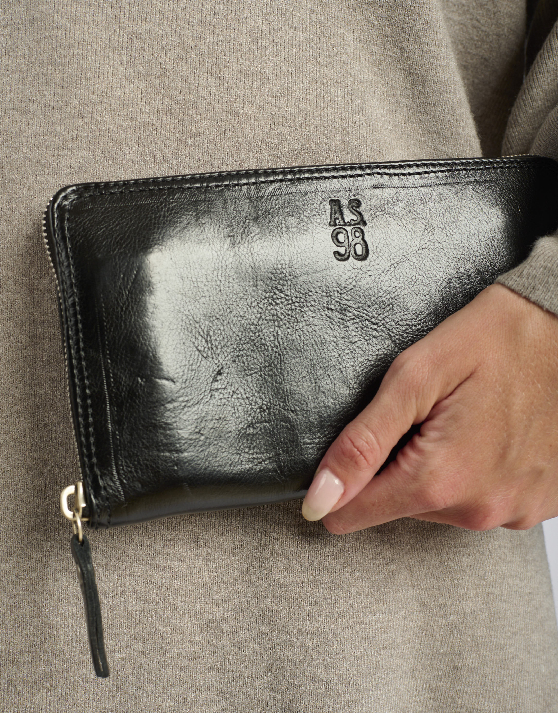 נעלי גברים - A.S. 98 - ארנק עור מלבני גדול - שחור4