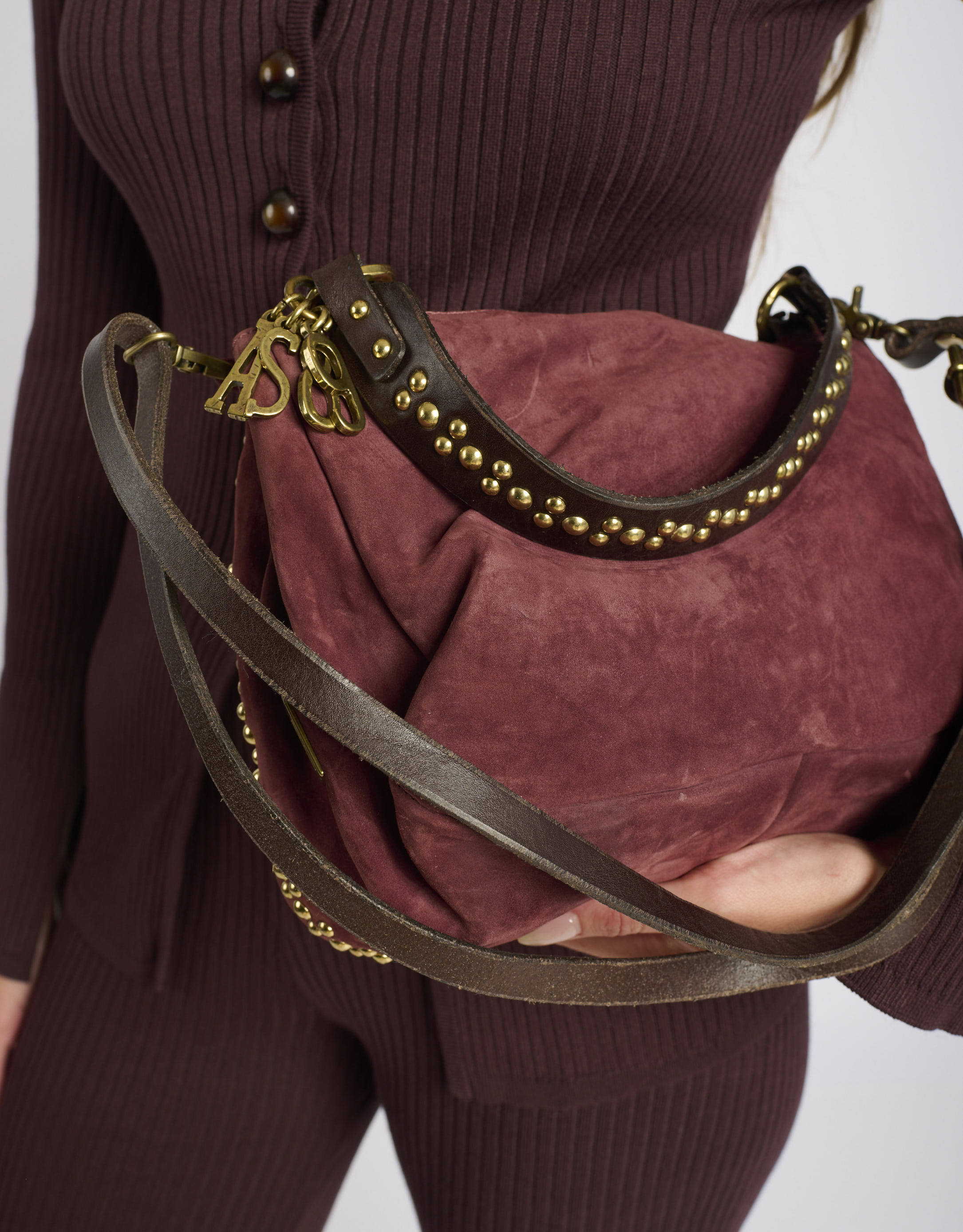 נעלי נשים - A.S. 98 - תיק  זמש קטן שרשרת - בורדו2