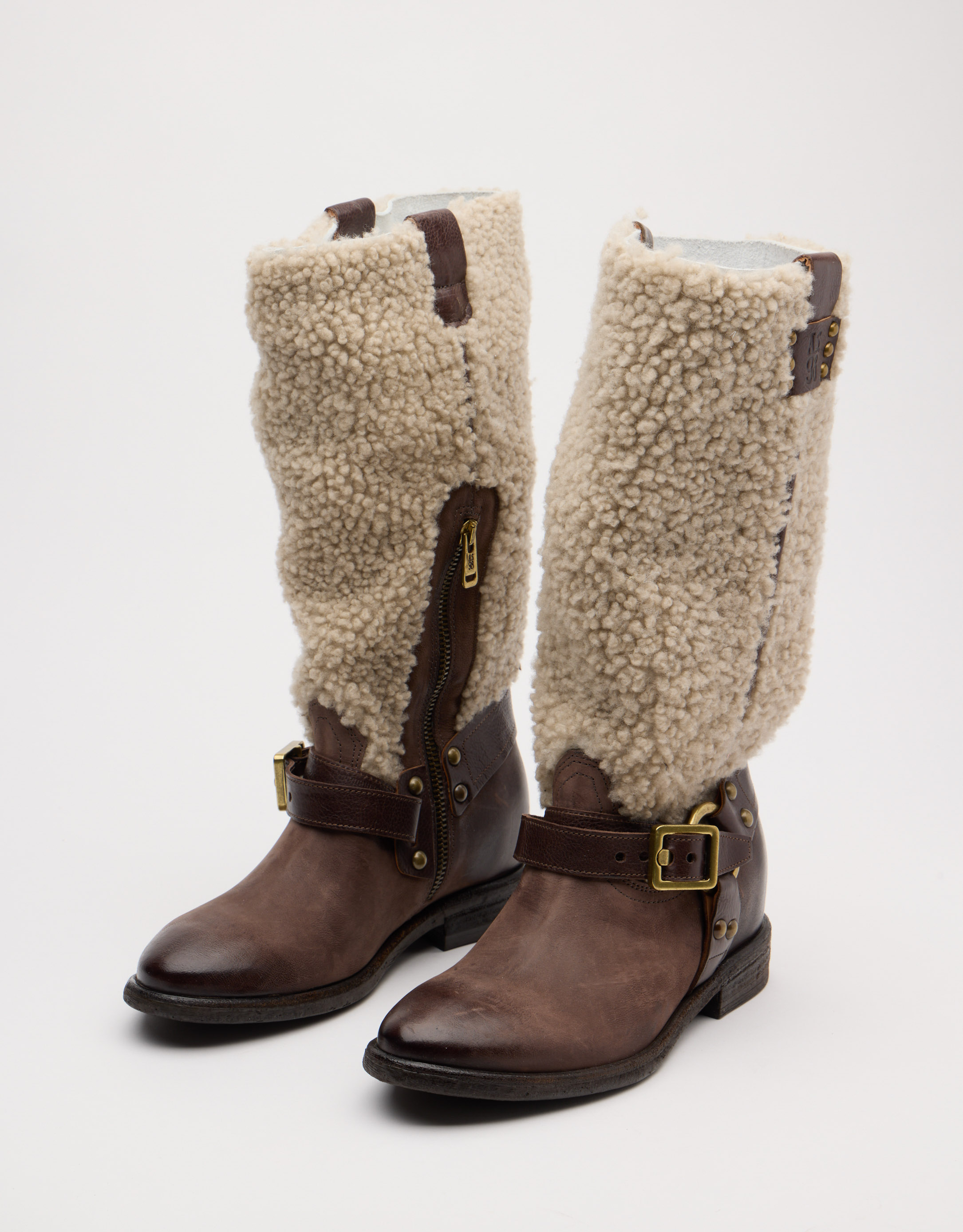 נעלי נשים - A.S. 98 - מגפיים עם פרווה ISOLA - חום2