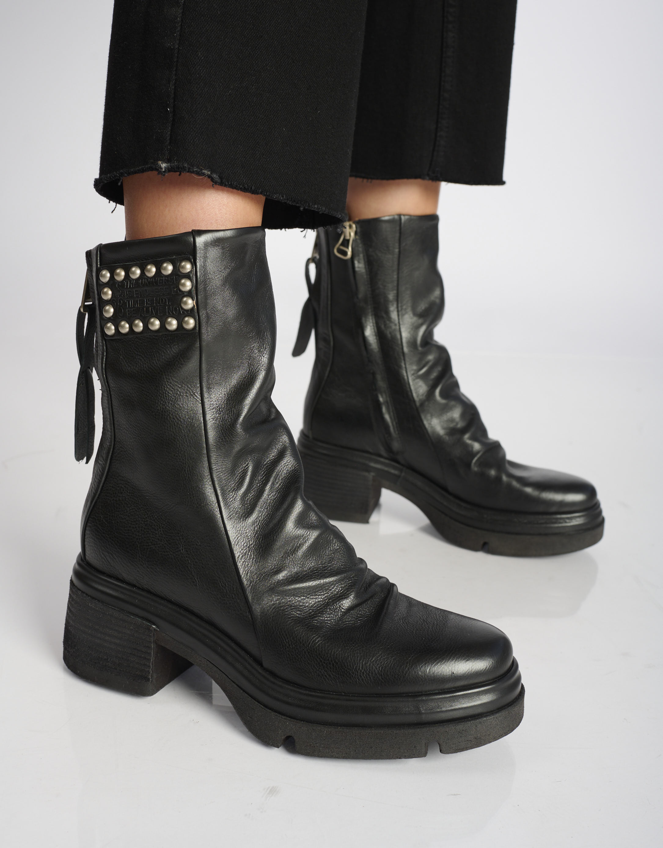 נעלי נשים - A.S. 98 - מגפיים עם ניטים EASY - שחור1