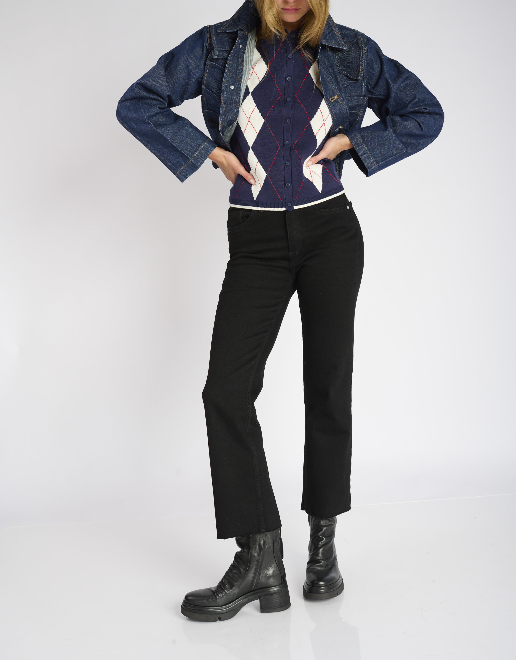 נעלי נשים - A.S. 98 - מגפיים עם ניטים EASY - שחור2