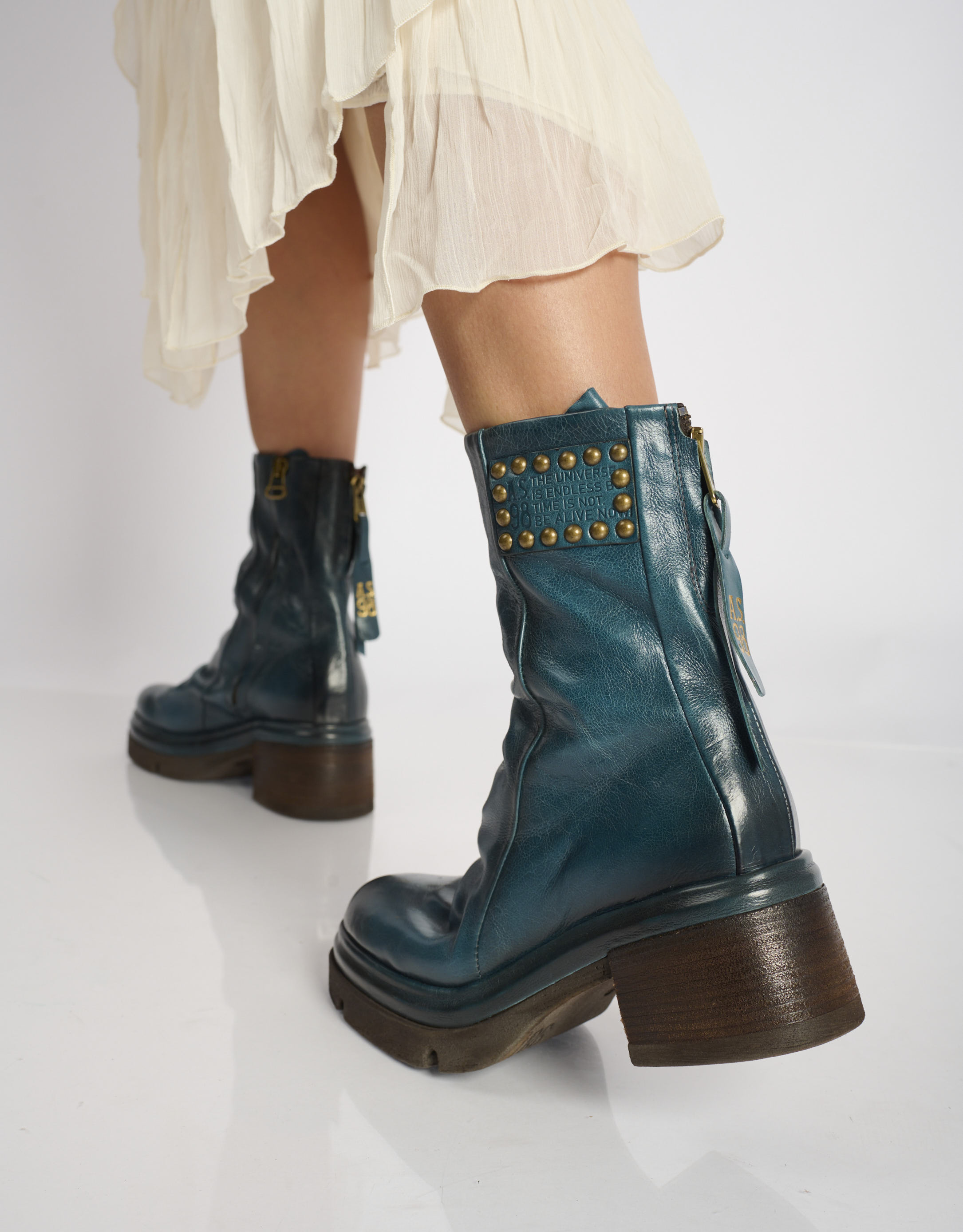 נעלי נשים - A.S. 98 - מגפיים עם ניטים EASY - כחול4