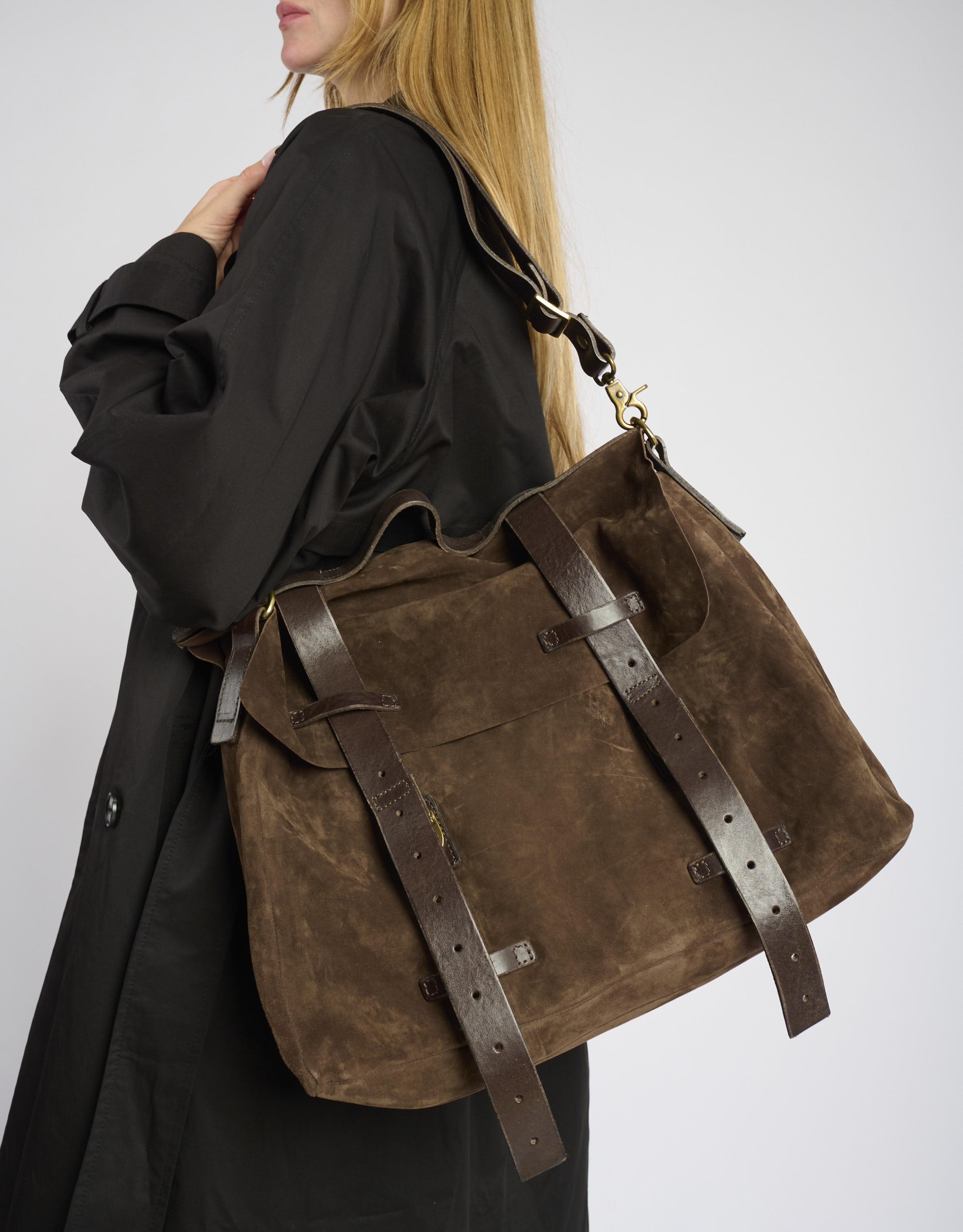 נעלי נשים - A.S. 98 - תיק צד מזמש  CAMILLA - חום כהה1