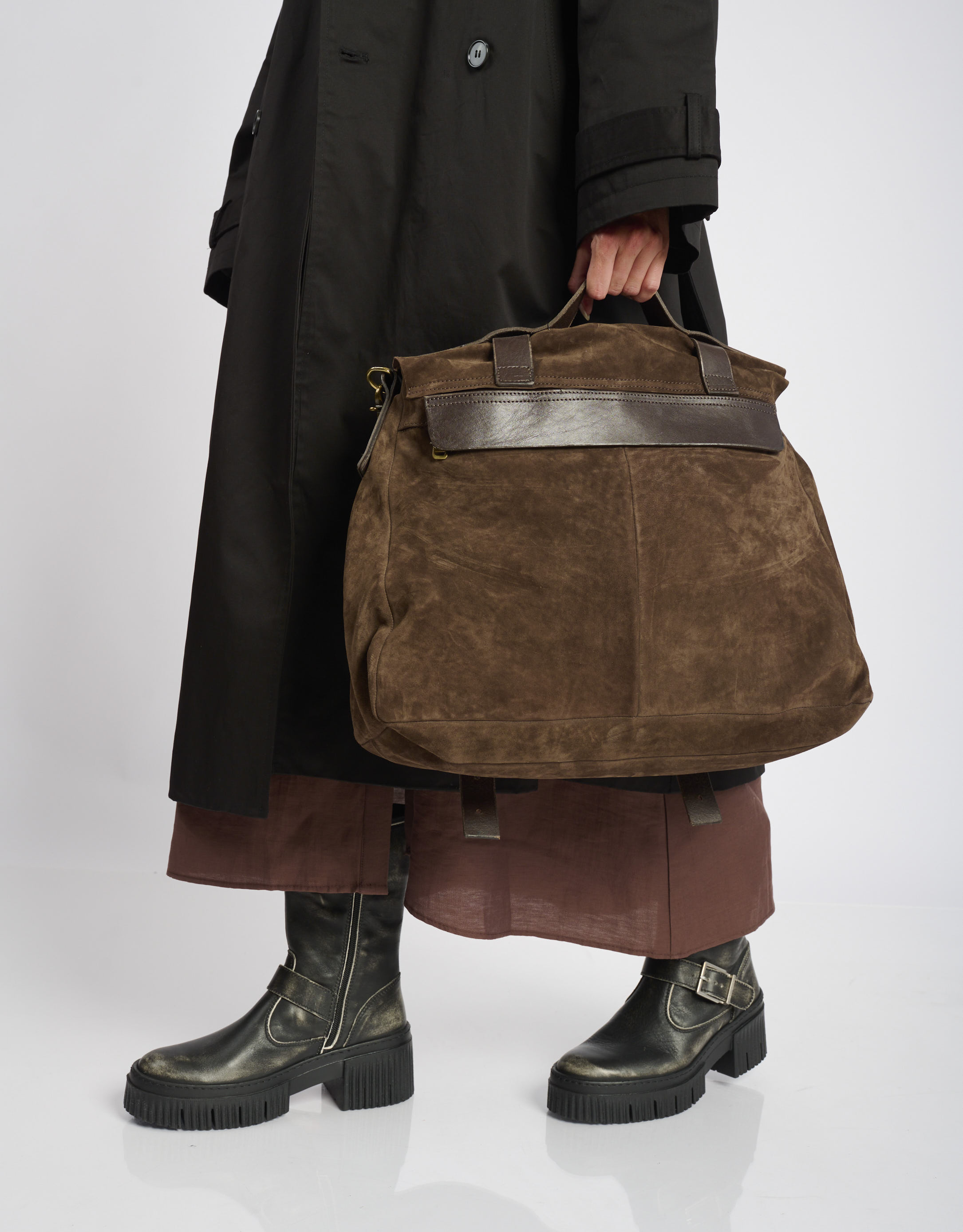 נעלי נשים - A.S. 98 - תיק צד מזמש  CAMILLA - חום כהה2