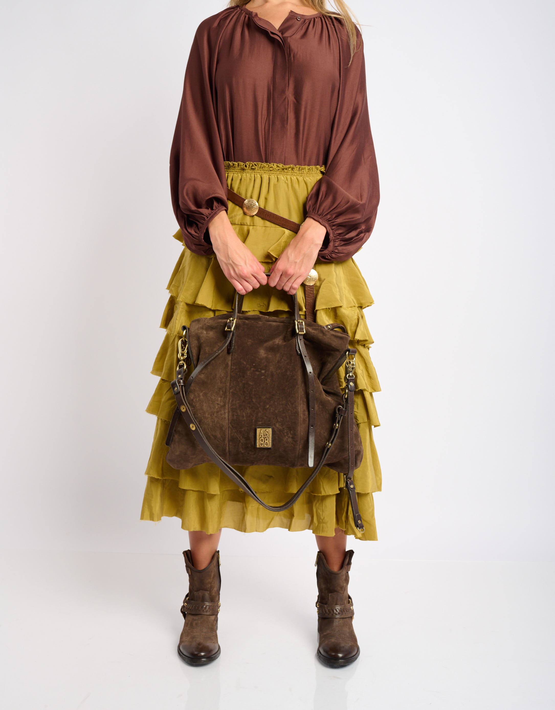 נעלי נשים - A.S. 98 - תיק צד מעור CIANNA - חום כהה2