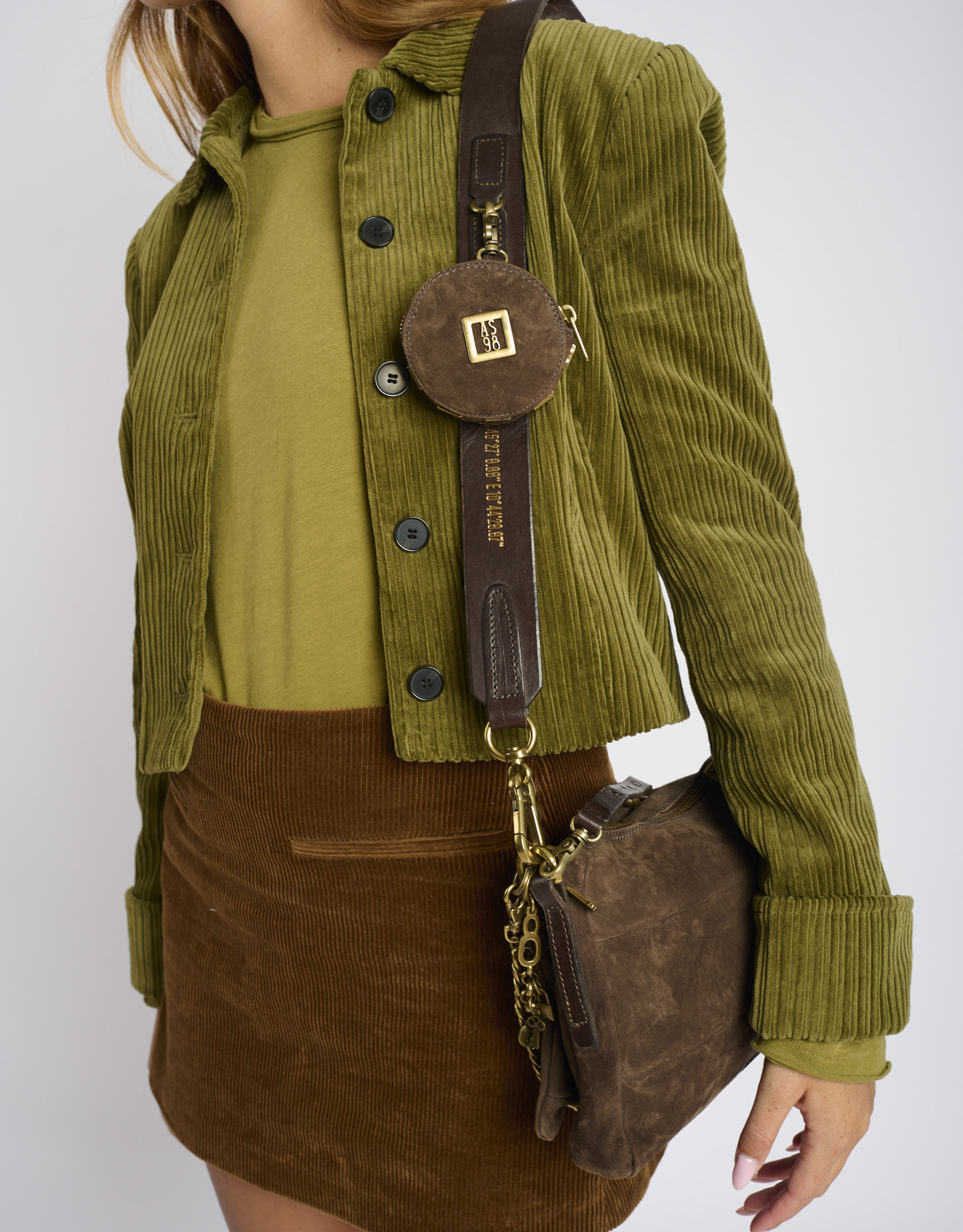 נעלי נשים - A.S. 98 - תיק זמש עם נרתיק MONA - חום כהה4