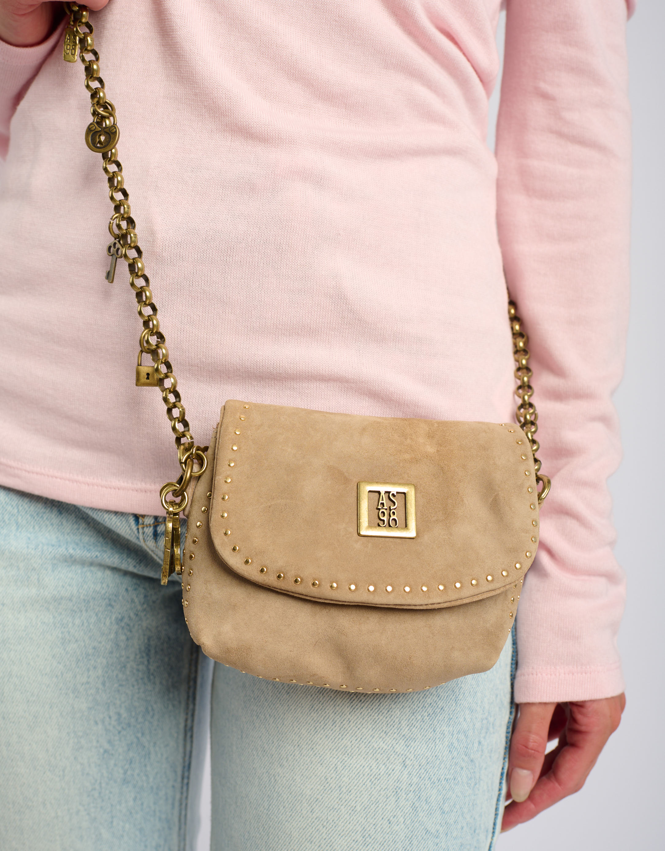 נעלי נשים - A.S. 98 - MAGGIA תיק ארנק קטן מזמש - בז'3