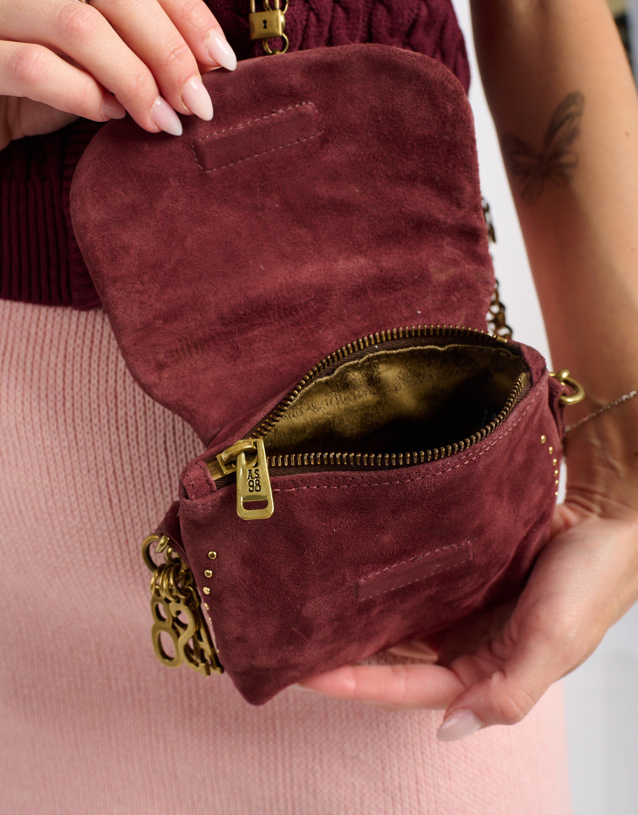 נעלי נשים - A.S. 98 - MAGGIA תיק ארנק קטן מזמש - בורדו4