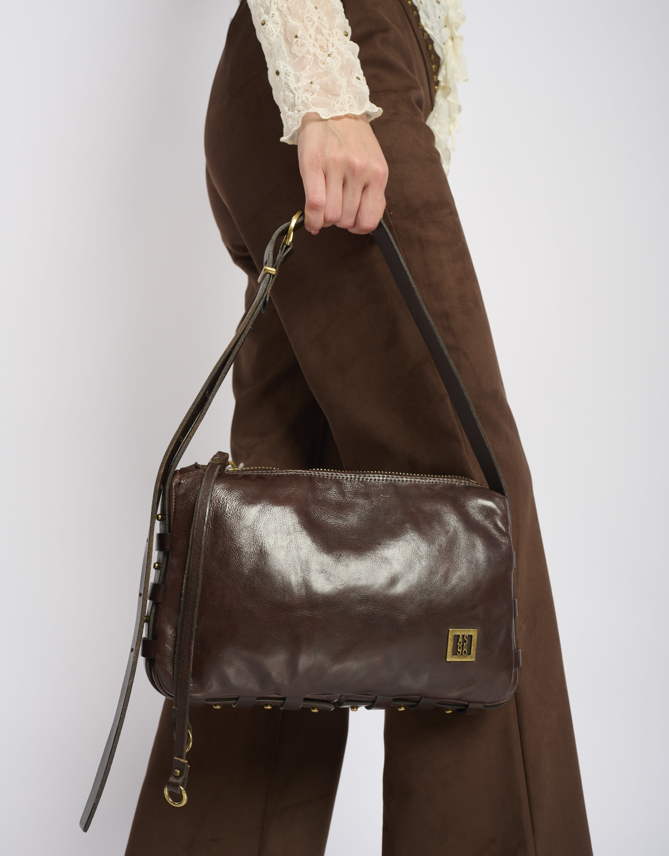 נעלי נשים - A.S. 98 - תיק צד מעור DONNA - חום כהה3