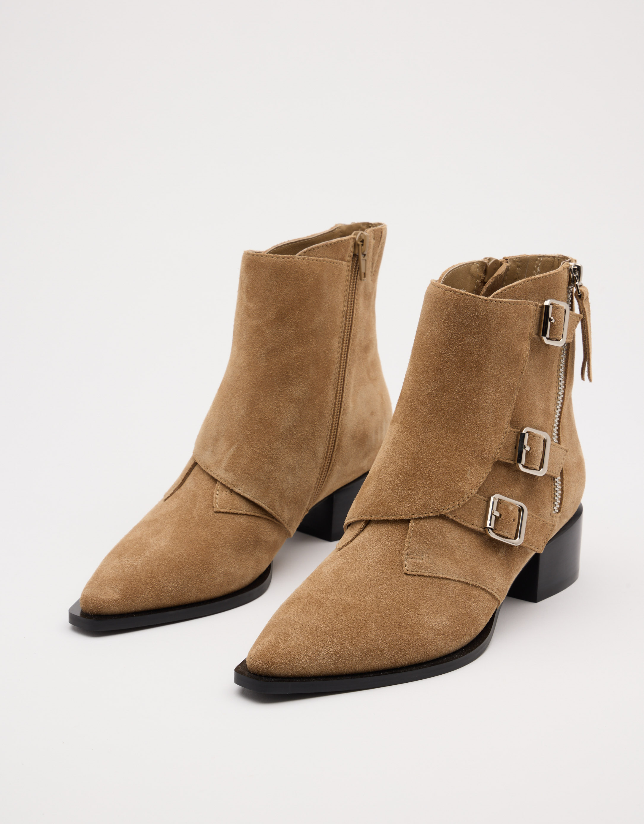 נעלי נשים - Jeffrey Campbell - מגפוני זמש DUCKI - חום בהיר4