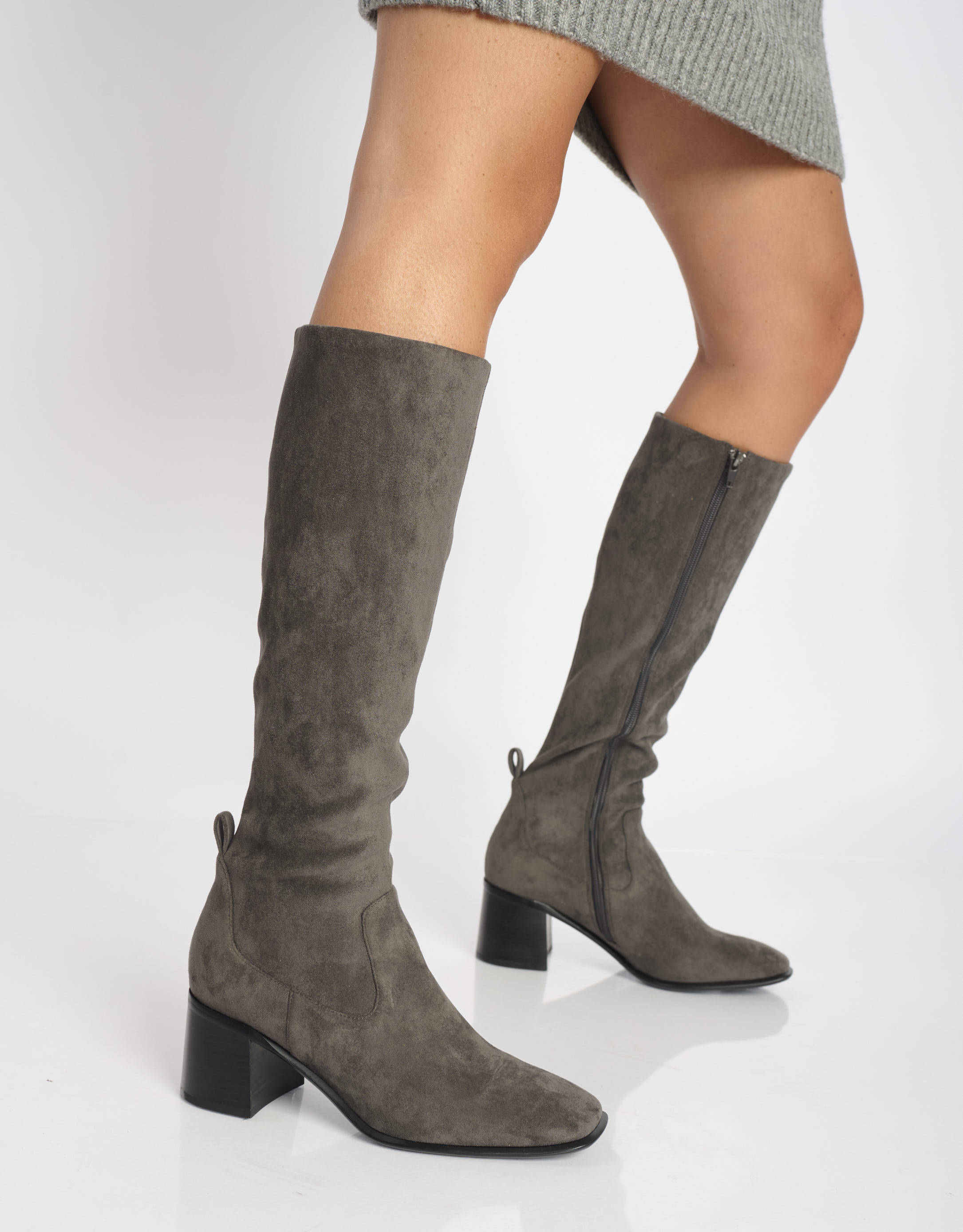 נעלי נשים - Jeffrey Campbell - מגפיים דמוי זמש JEREM-KH - אפור1