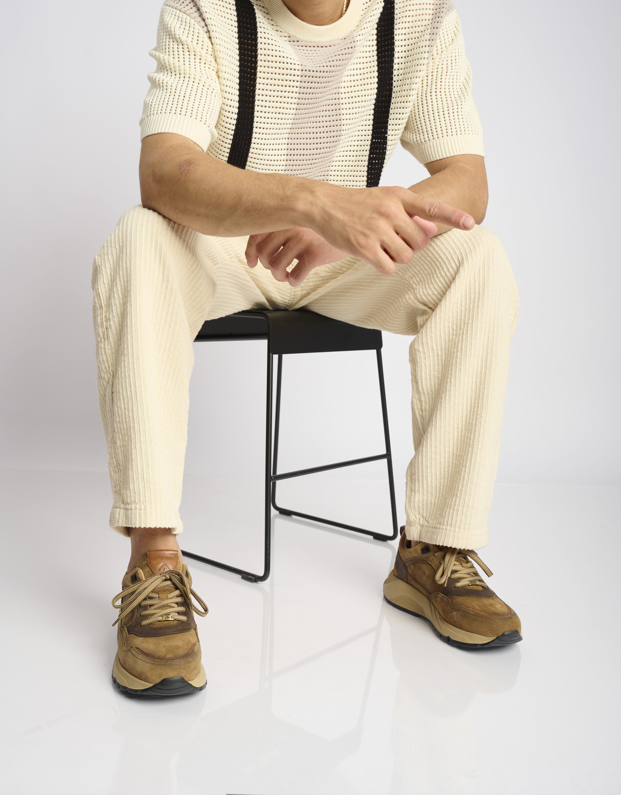 נעלי גברים - Ambitious - סניקרס עור STRIDER - חום3