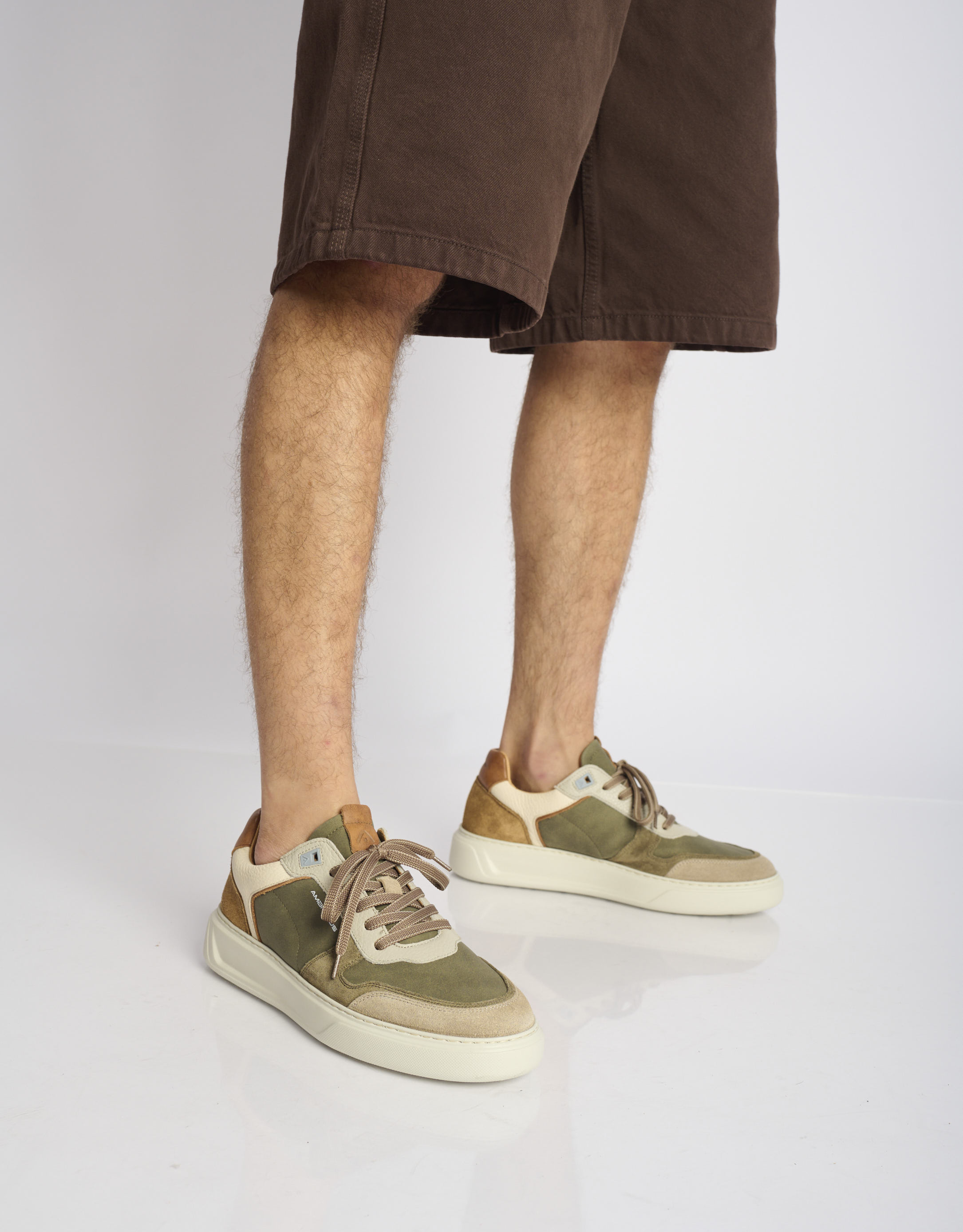 נעלי גברים - Ambitious - סניקרס עור משולבות KIT - חאקי2