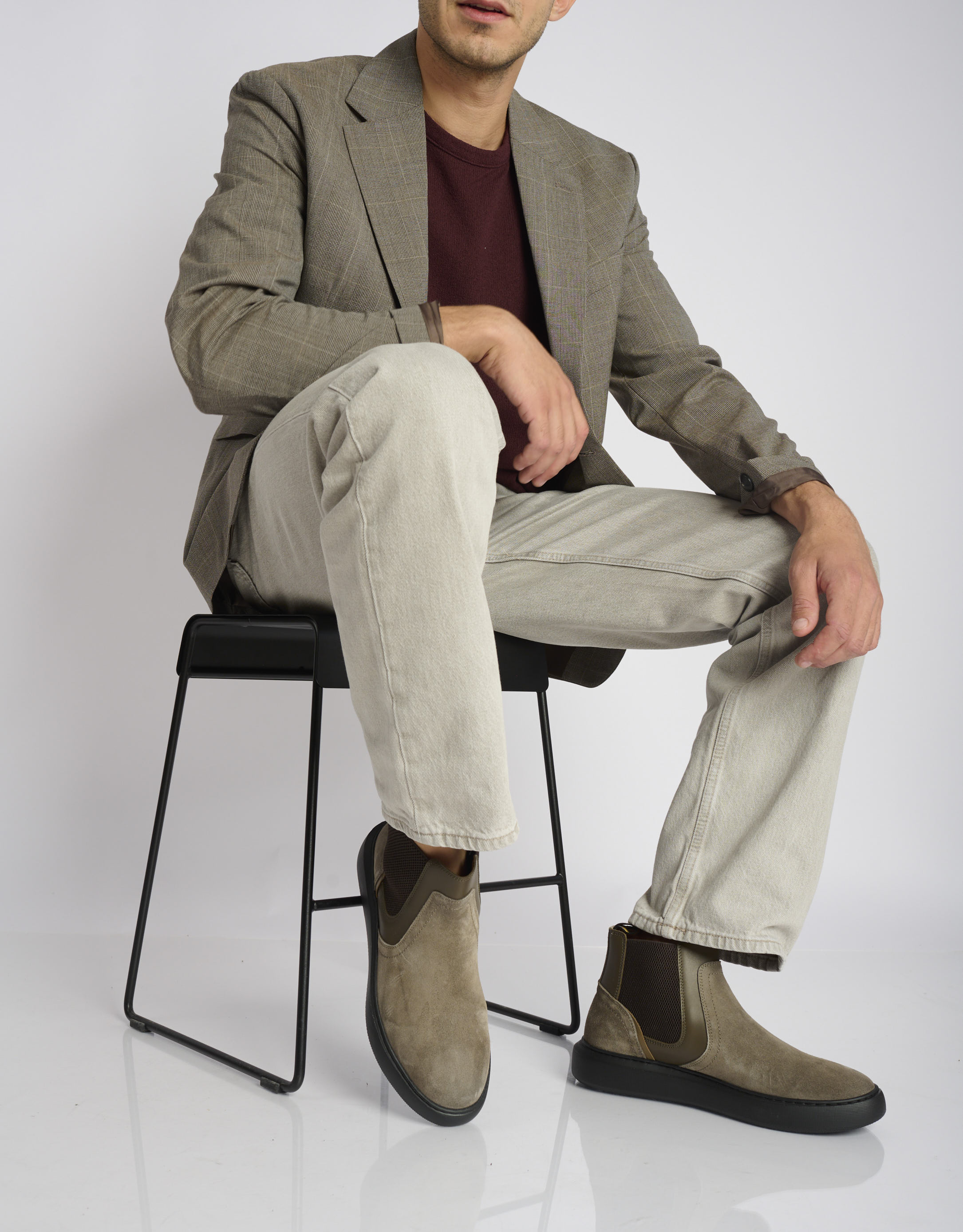 נעלי גברים - Ambitious - מגפי עור ECLIPSE - חום2