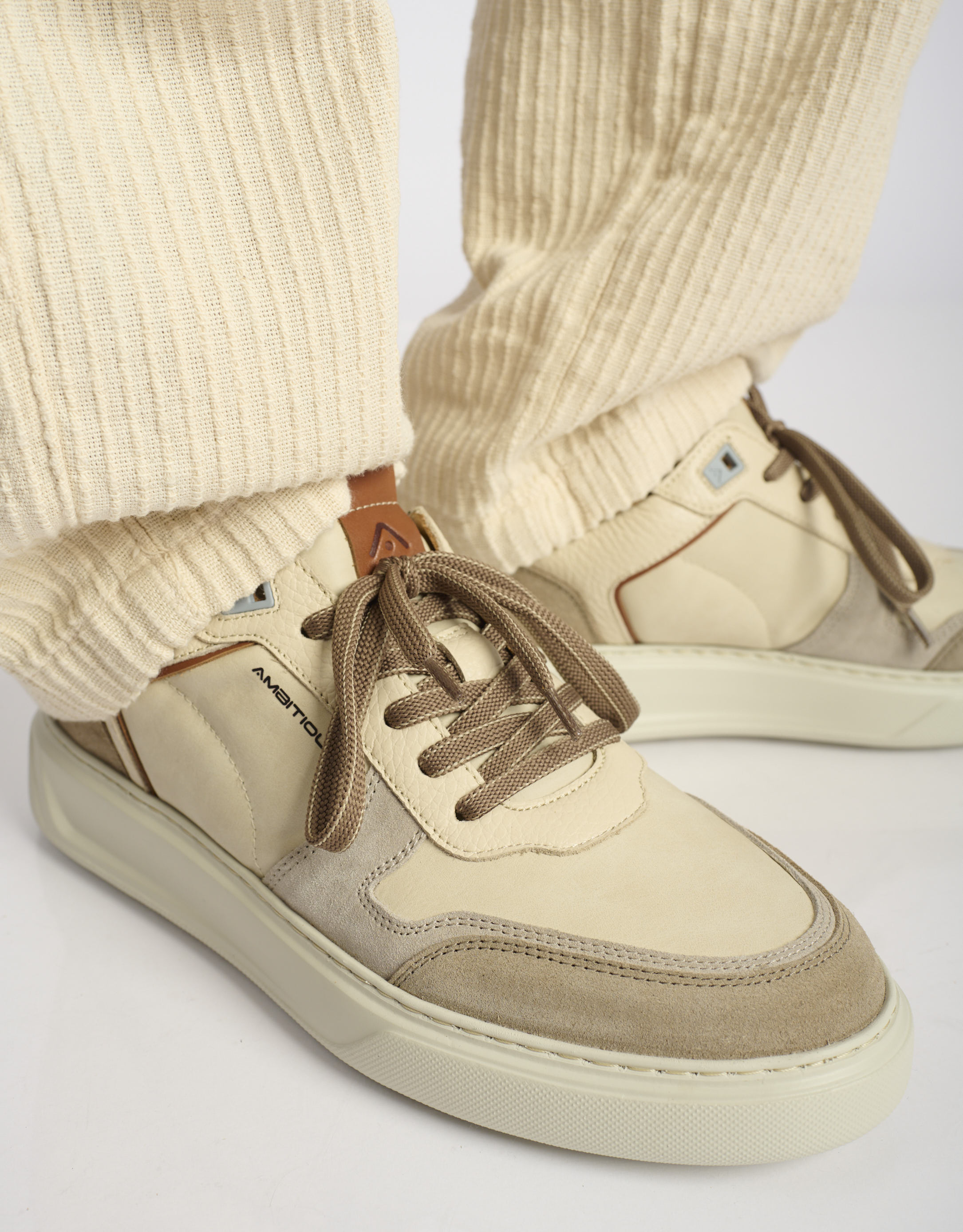 נעלי גברים - Ambitious - סניקרס עור משולבות KIT - בז'3