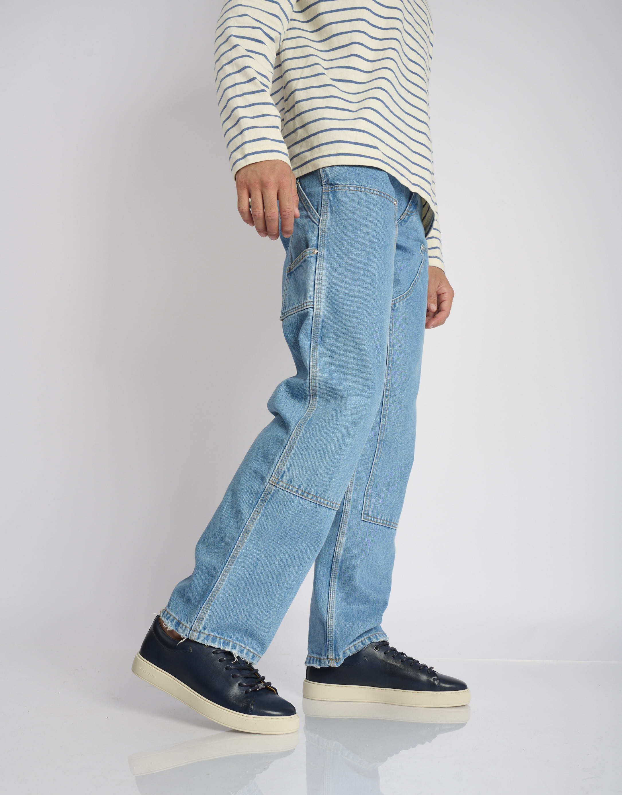 נעלי גברים - Ambitious - סניקרס עור LEWIS - כחול2