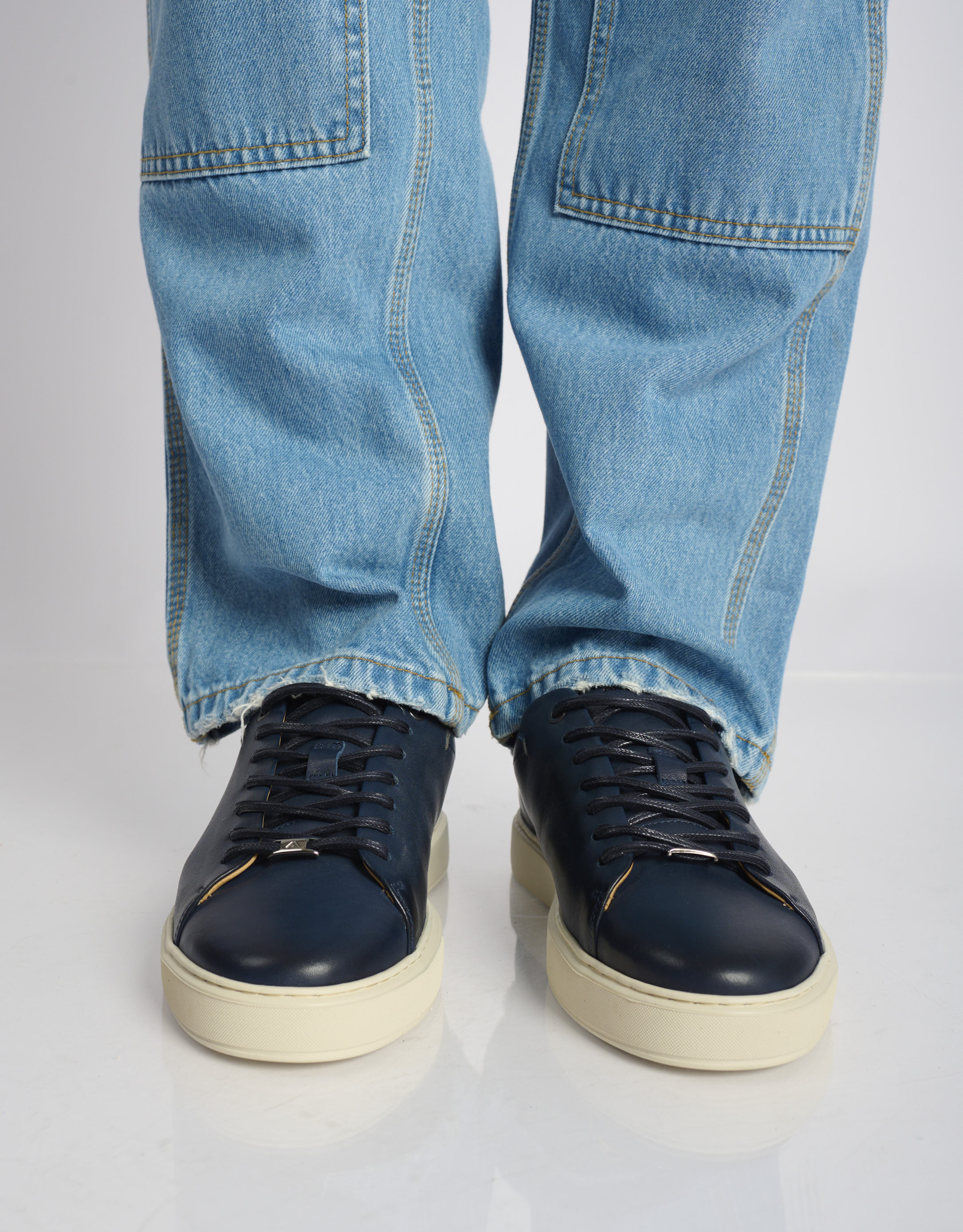 נעלי גברים - Ambitious - סניקרס עור LEWIS - כחול3