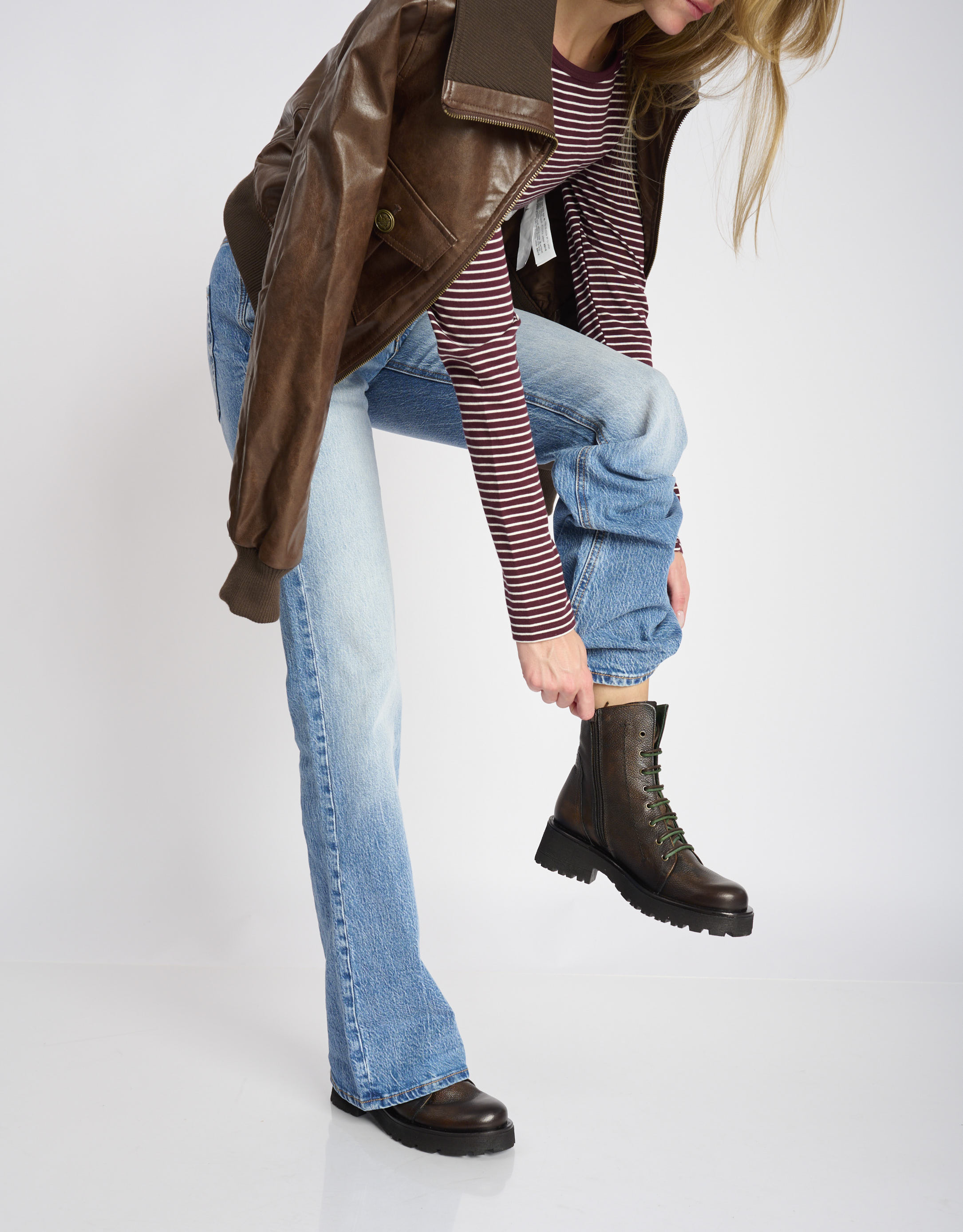 נעלי נשים - Felmini - מגפונים עם שרוכים NADIR - חום2