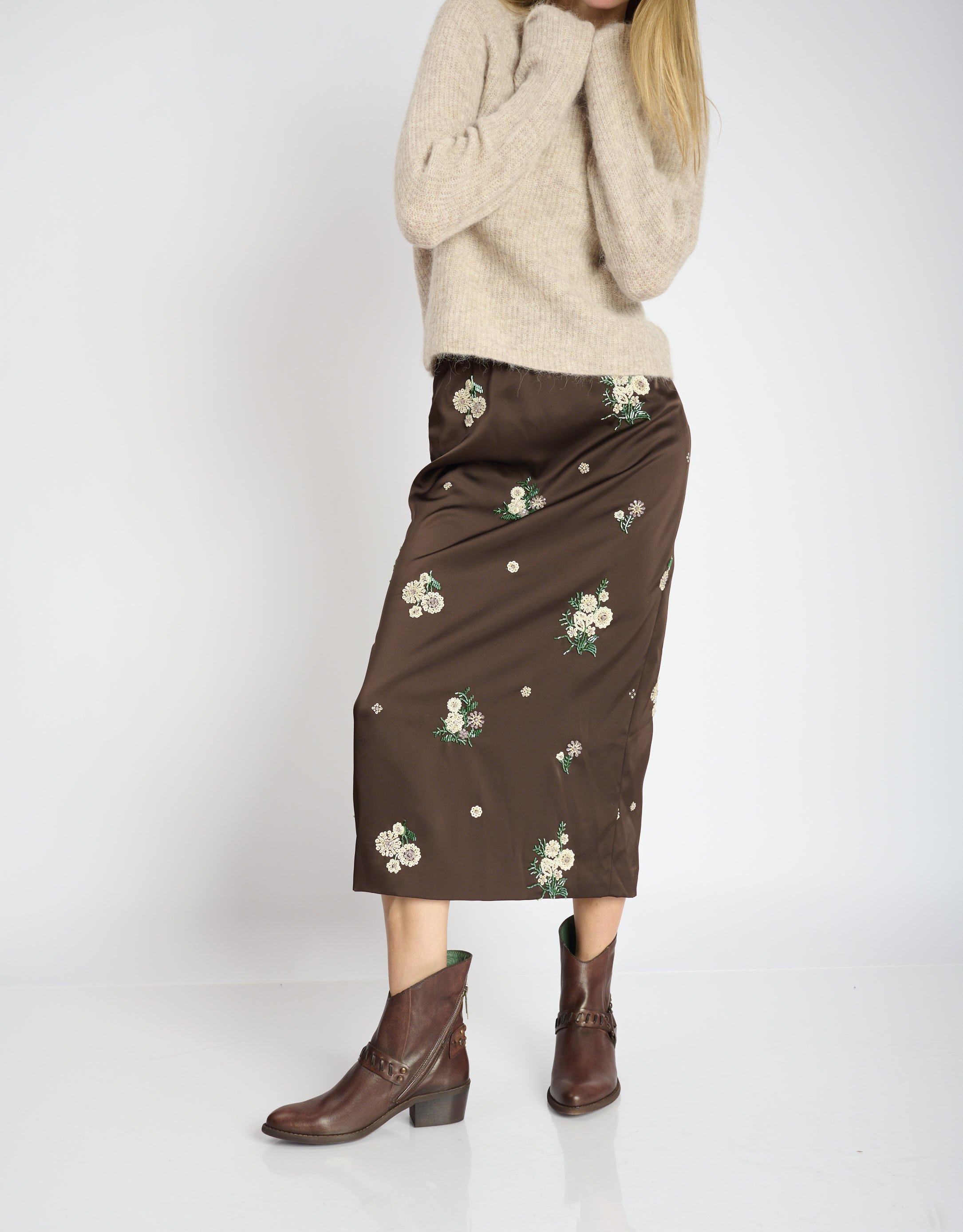 נעלי נשים - Felmini - מגפוני בוקרים וניטים RUBI - חום3