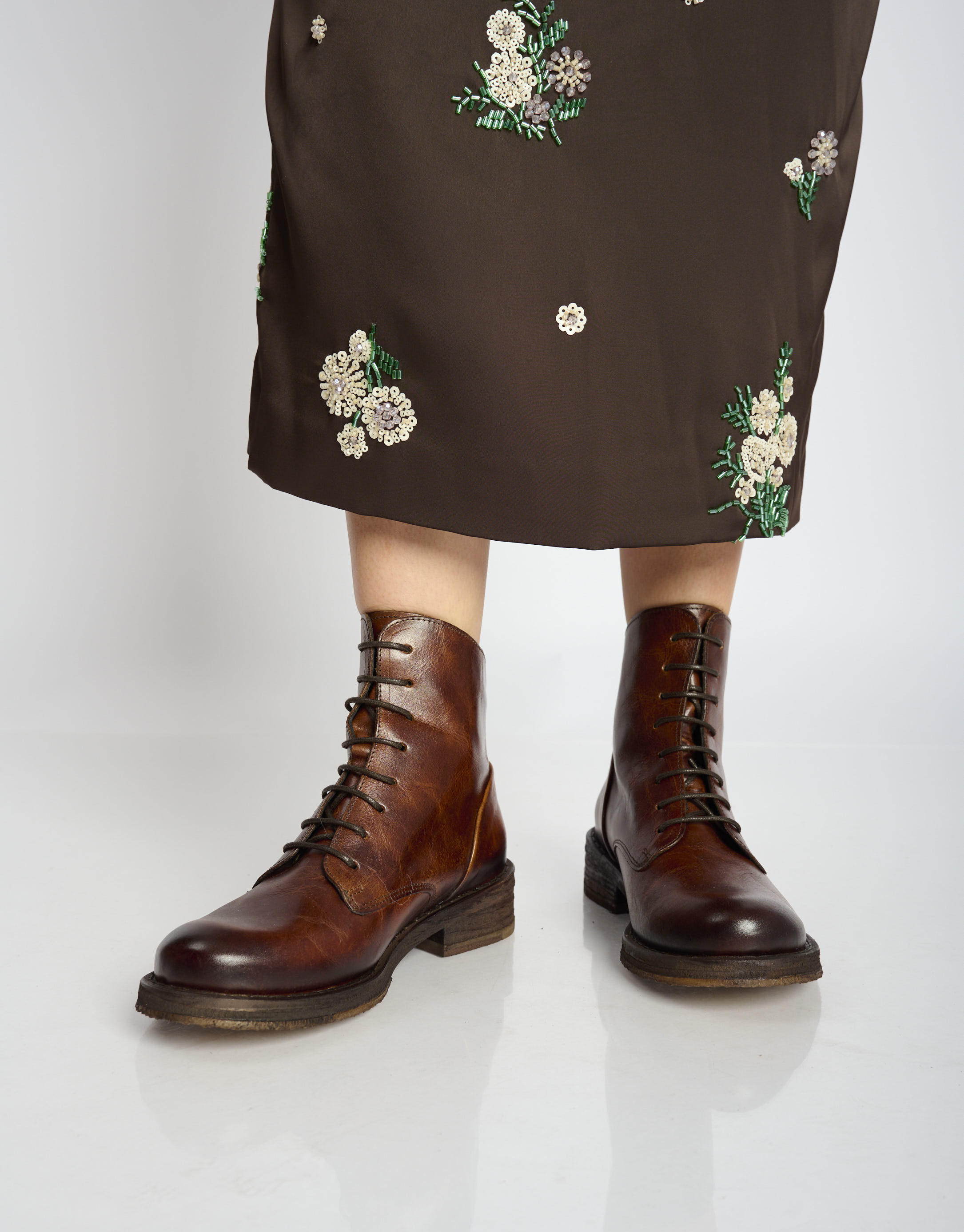 נעלי נשים - Felmini - מגפונים עם שרוכים COOPER - חום כהה4