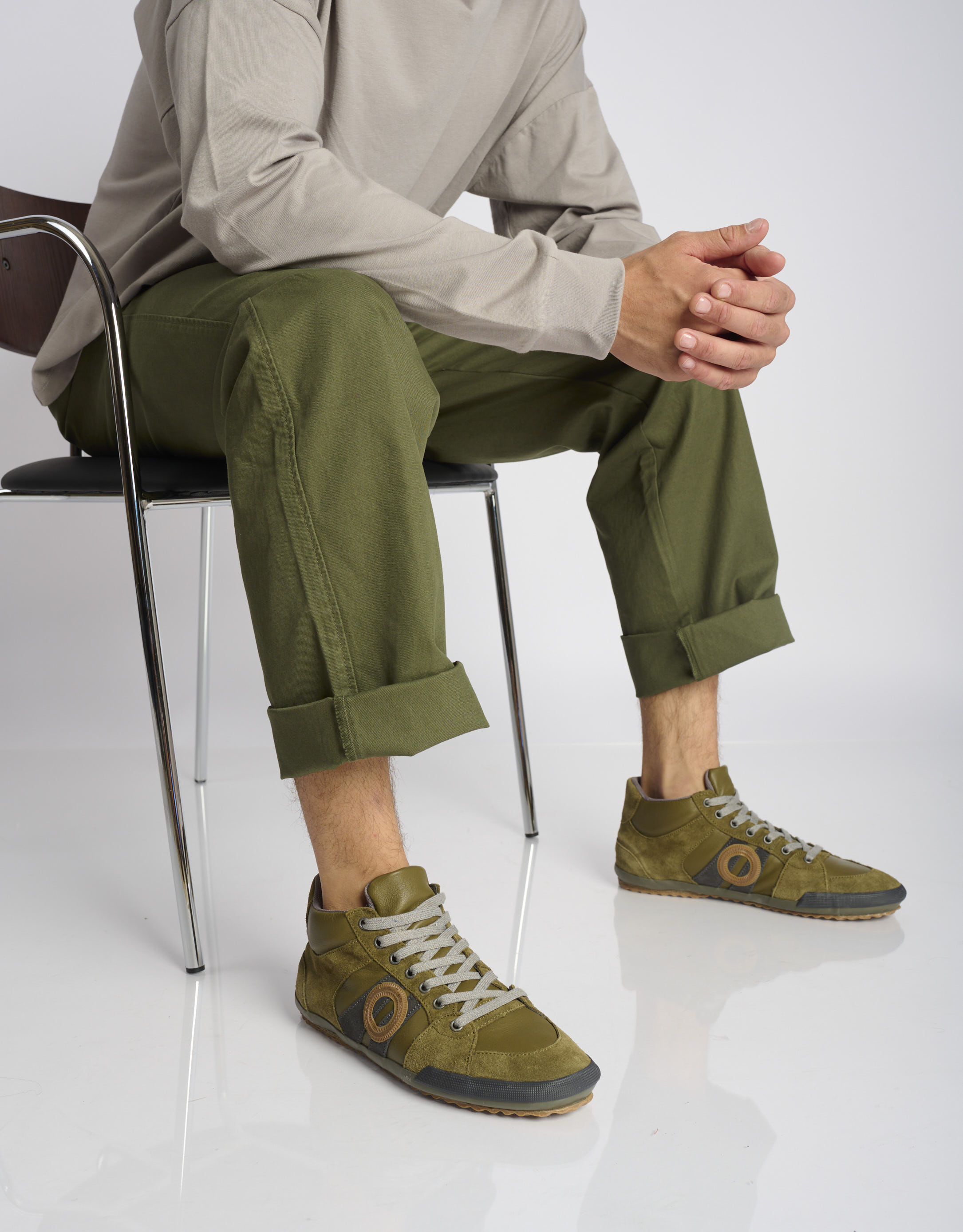 נעלי גברים - Aro - סניקרס גבוהות מעור IDO - ירוק1