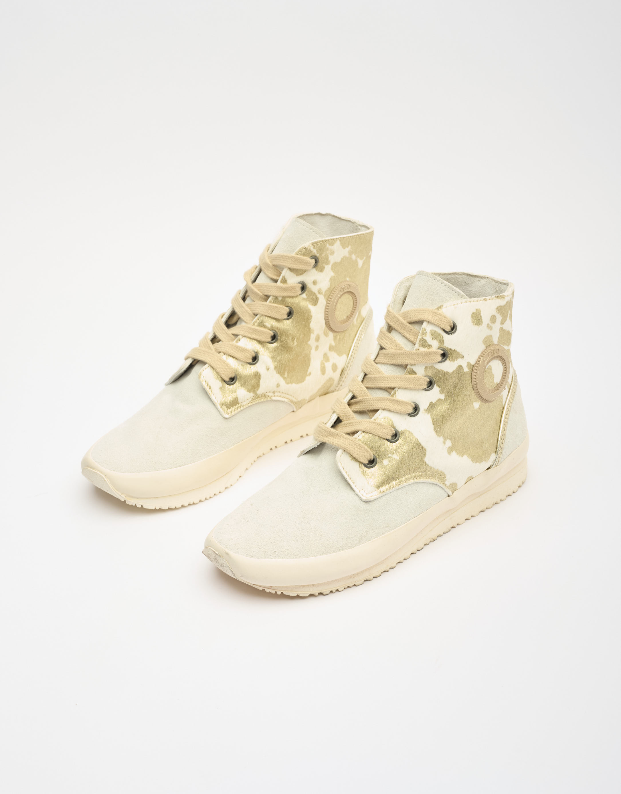 נעלי נשים - Aro - סניקרס גבוהות עם הדפס JAQ - לבן   זהב3