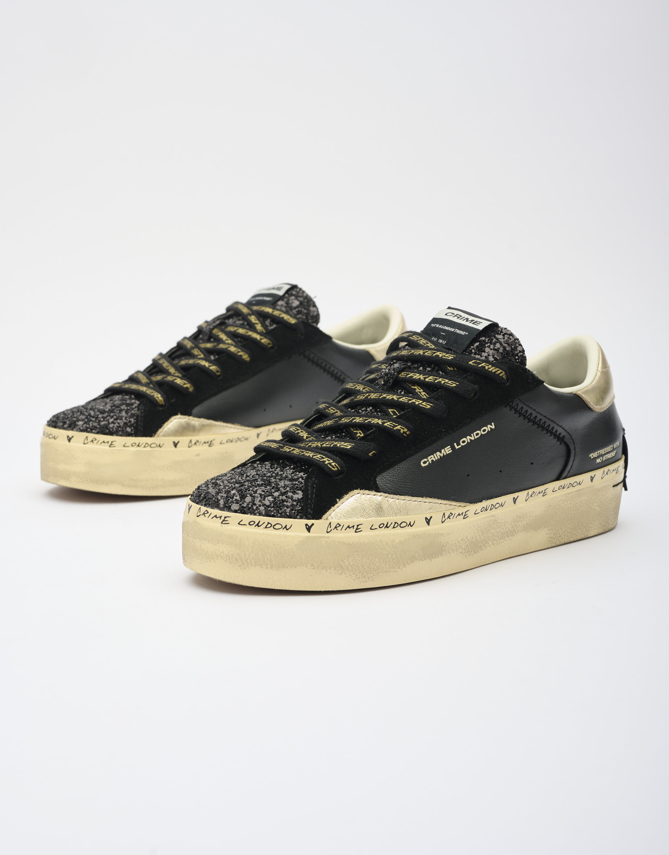 נעלי נשים - Crime London - סניקרס AGNES פלטפורמה - שחור2