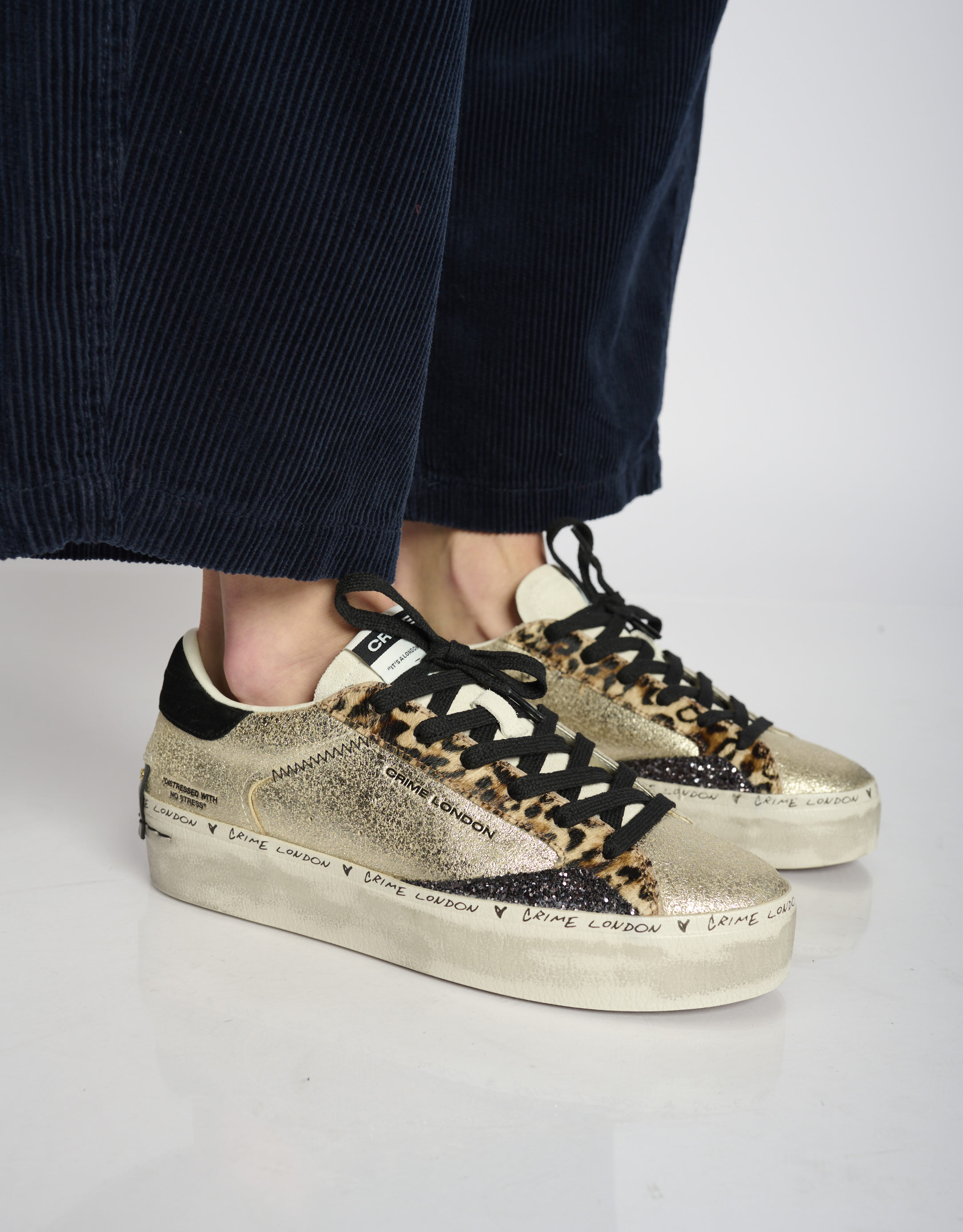 נעלי נשים - Crime London - סניקרס AGNES פלטפורמה - זהב3