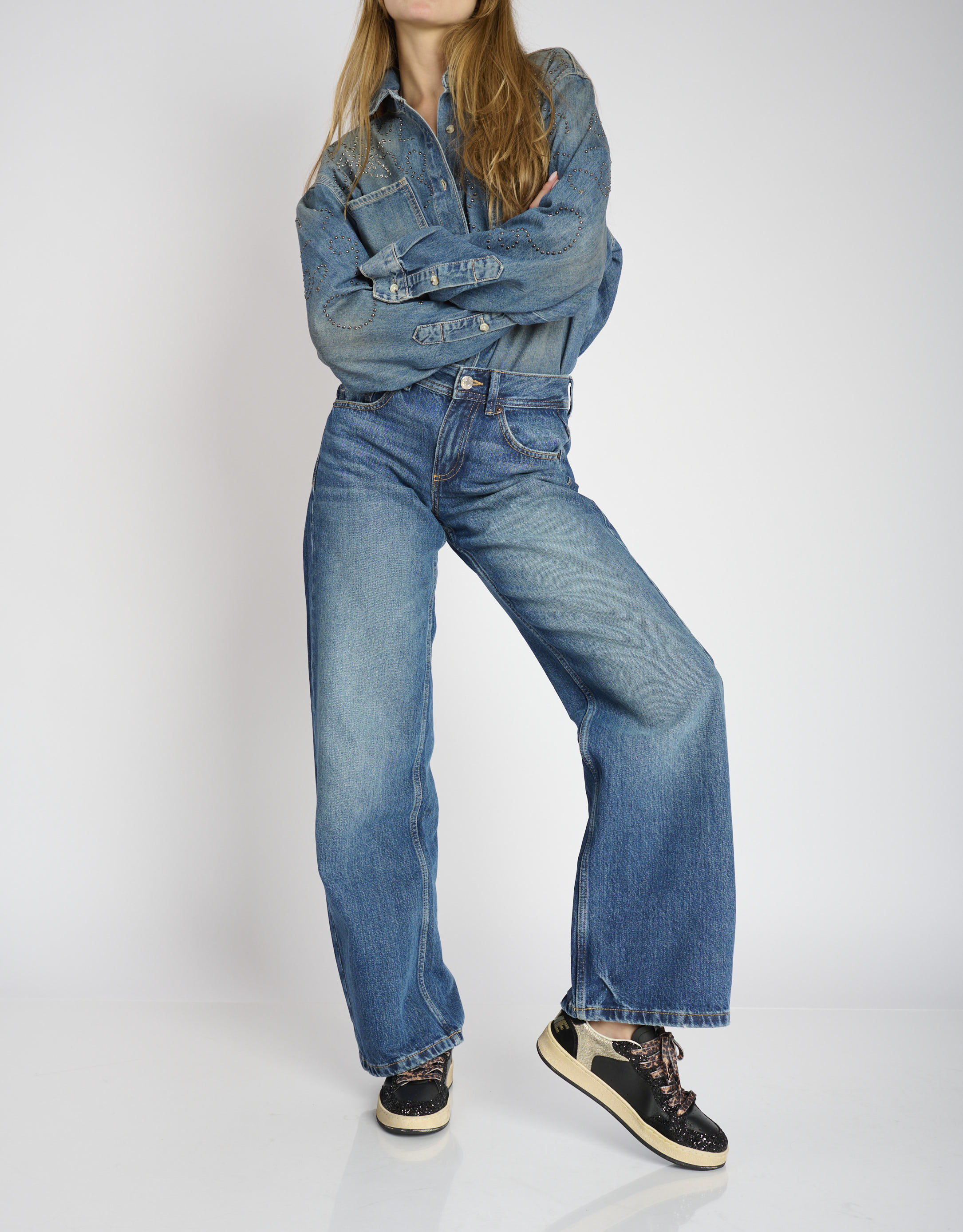 נעלי נשים - Crime London - סניקרס IGGY - שחור   זהב2