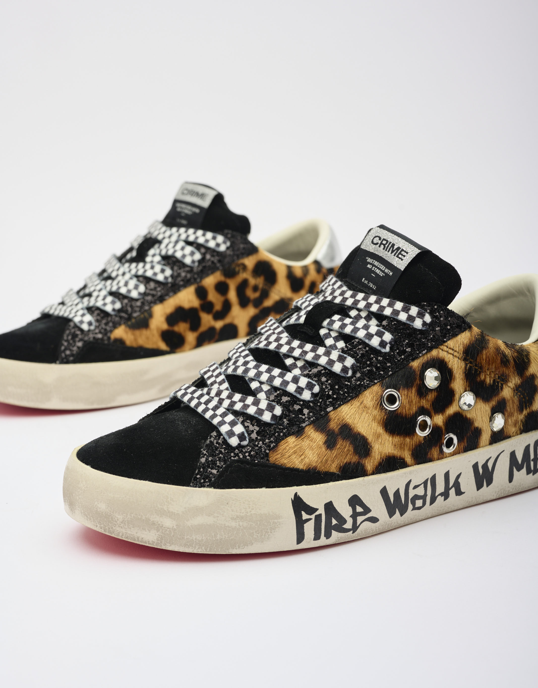 נעלי נשים - Crime London - סניקרס AGNES - שחור מנומר3