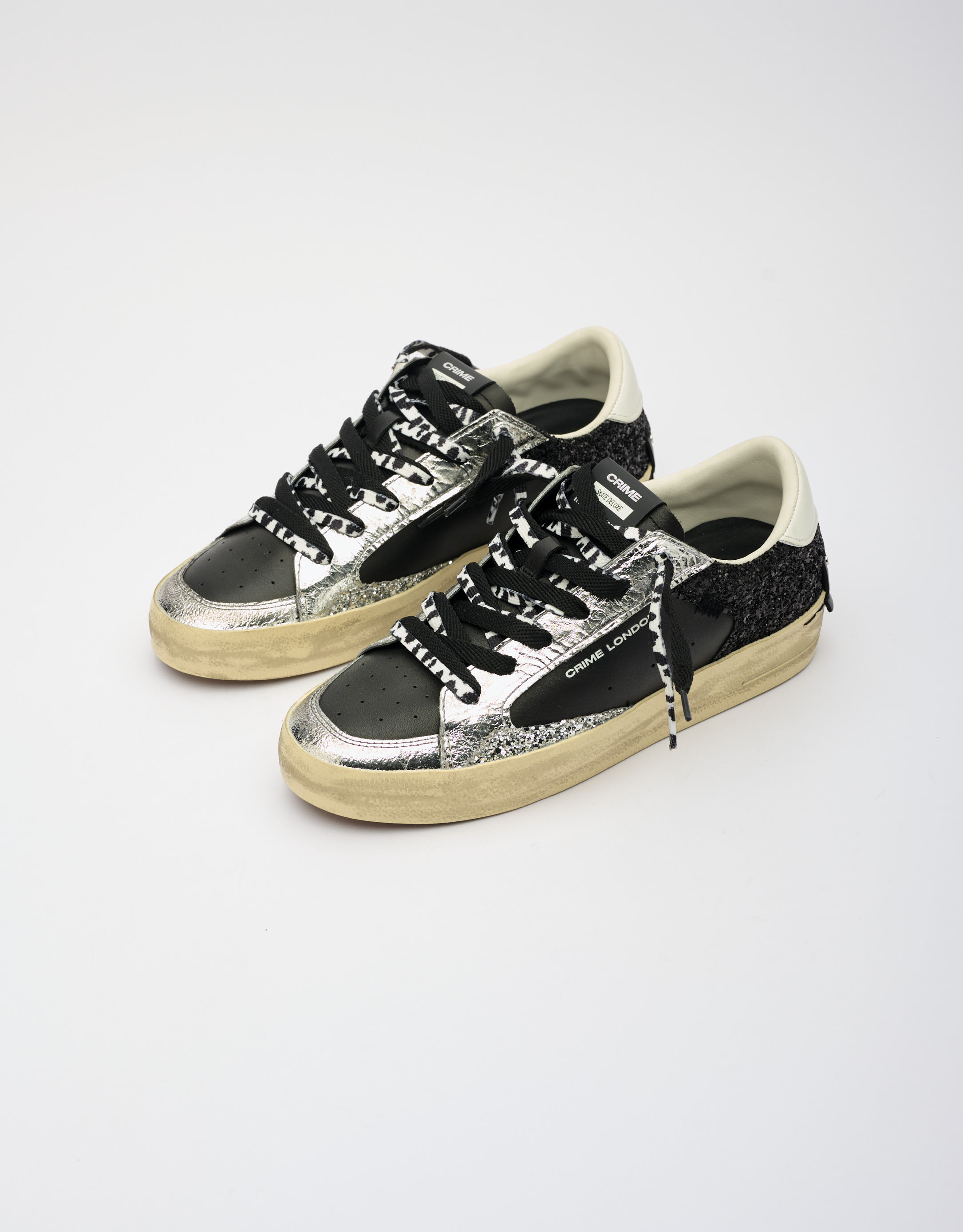 נעלי נשים - Crime London - סניקרס FREYA - שחור   כסף3