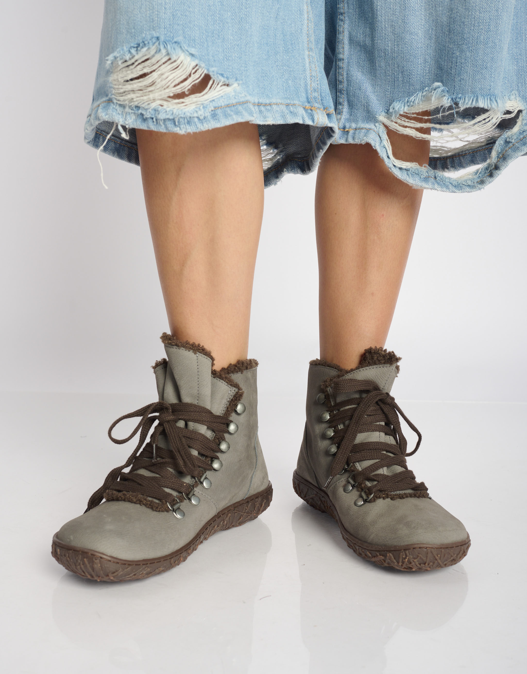 נעלי נשים - El Naturalista - מגפוני  שרוכים NIDO ELLA - אפור4