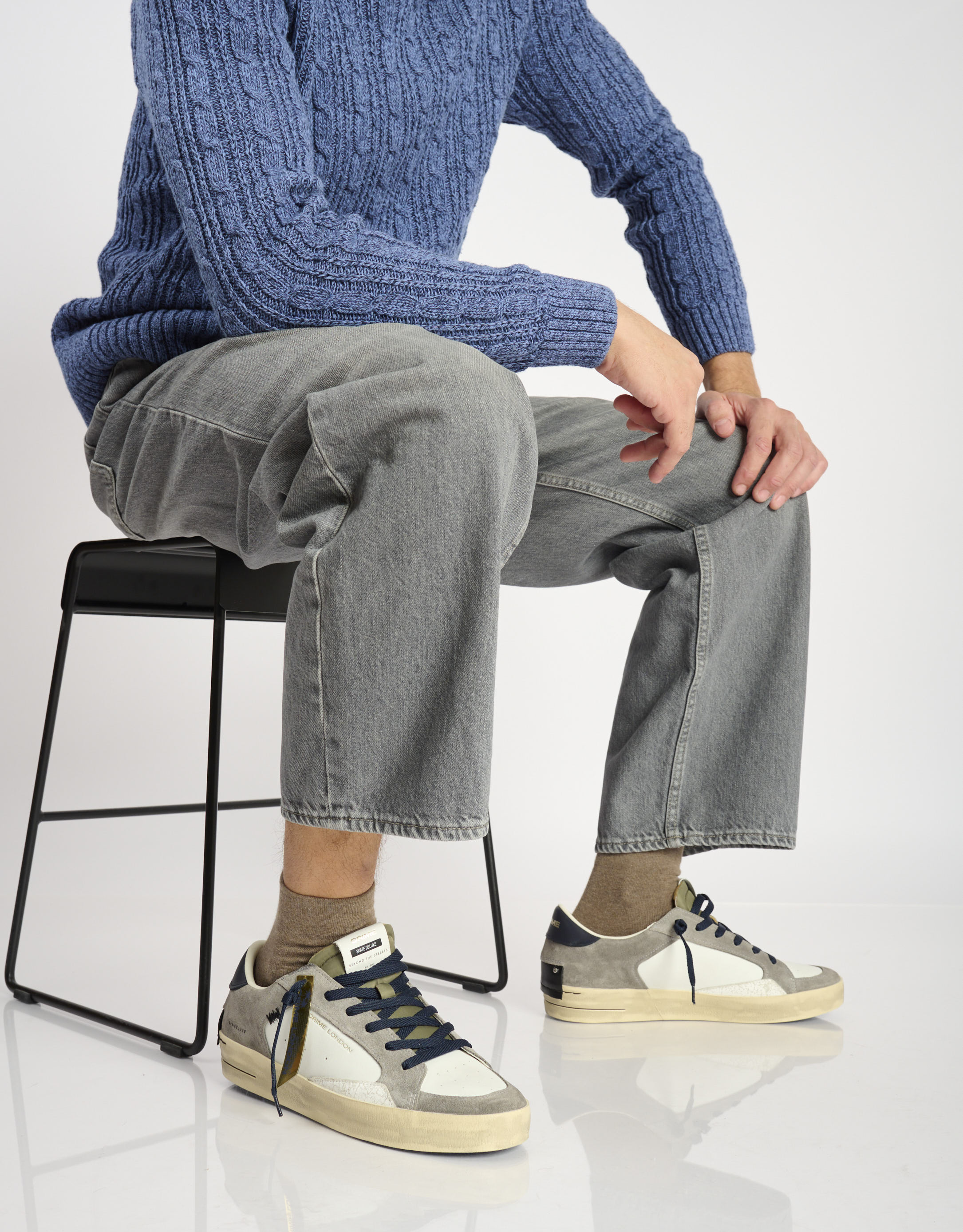 נעלי גברים - Crime London - סניקרס ALBIE - לבן   אפור1