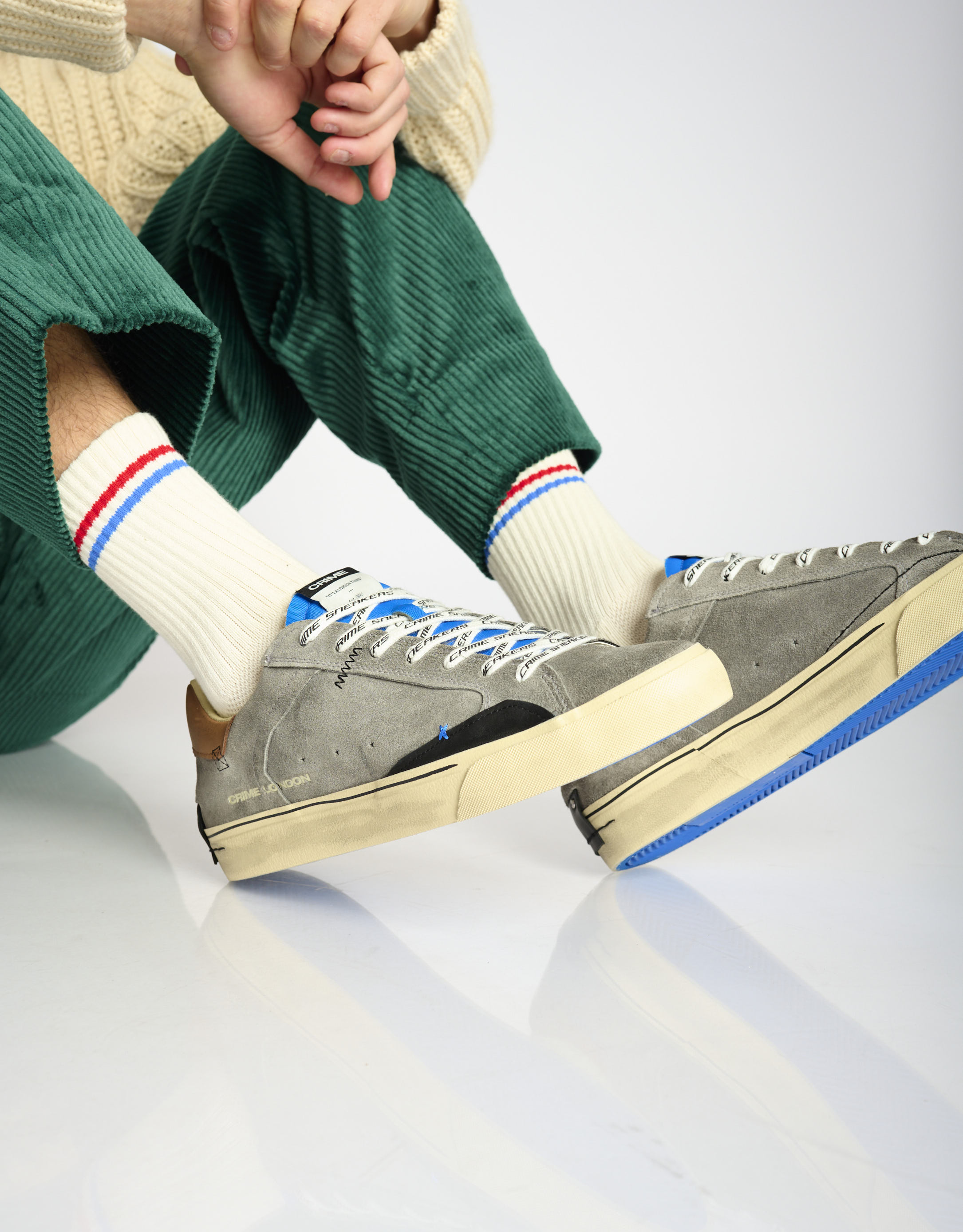 נעלי גברים - Crime London - סניקרס זמש BONO - אפור1