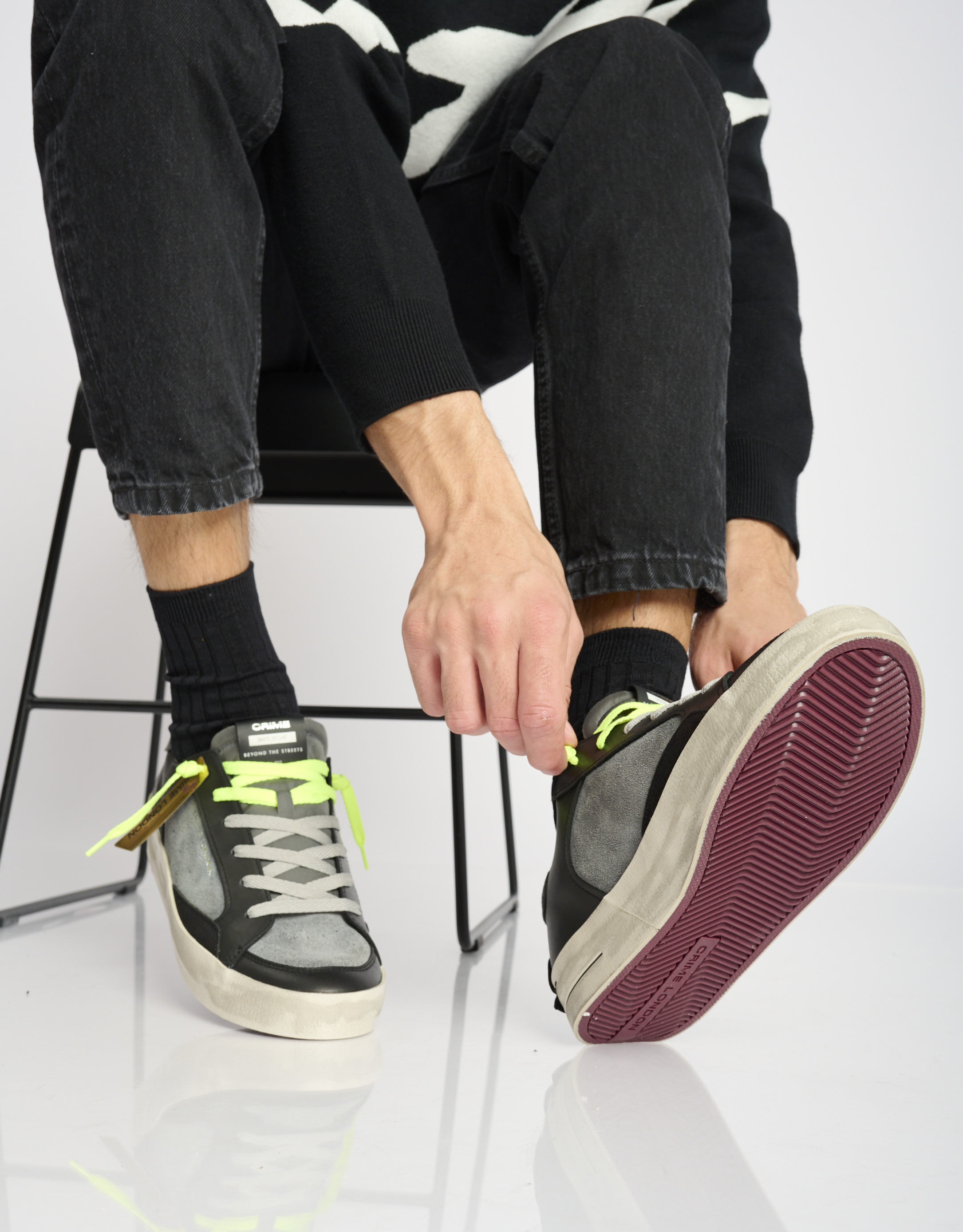 נעלי גברים - Crime London - סניקרס ALBIE - שחור אפור1