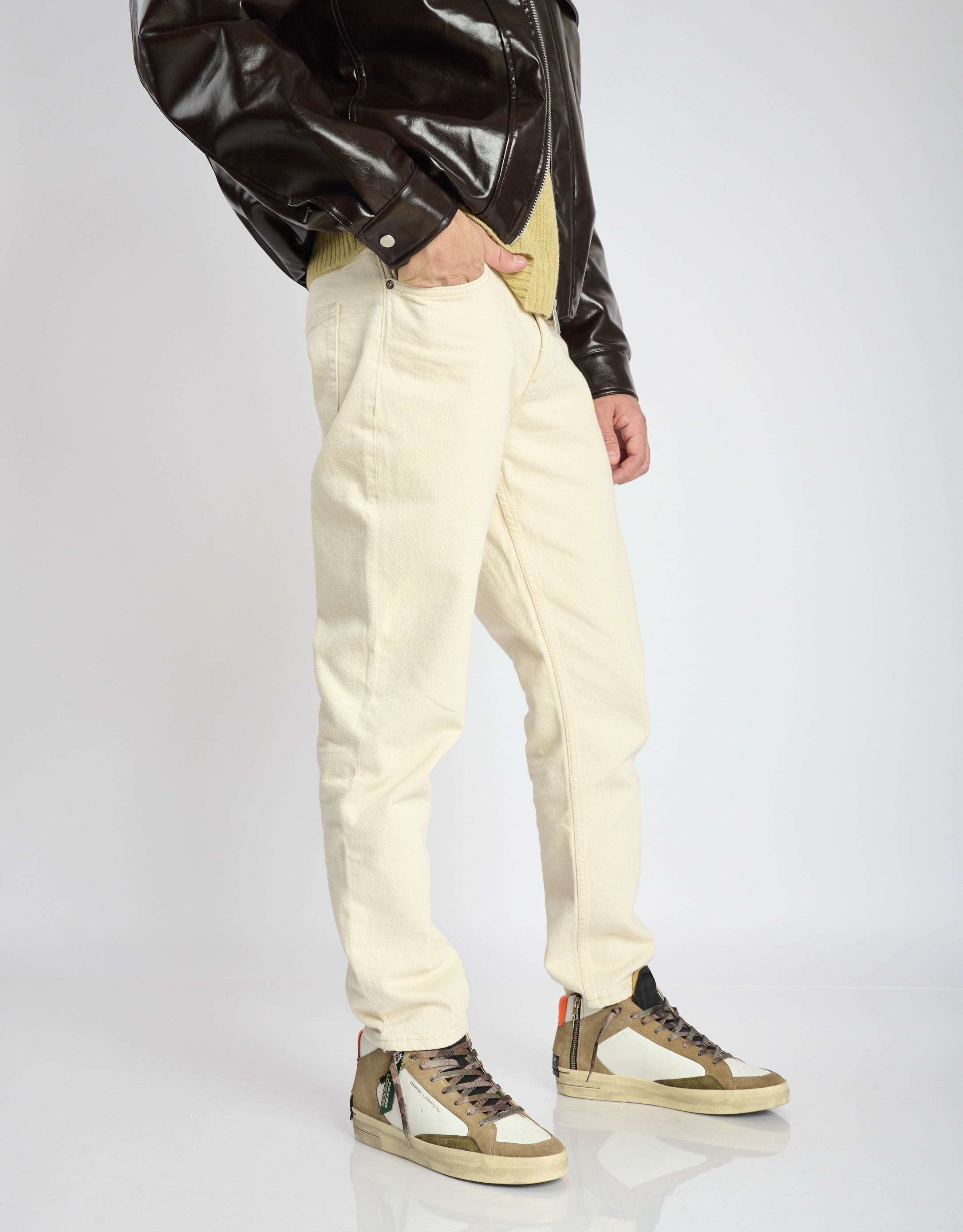 נעלי גברים - Crime London - סניקרס ALBIE גבוהות - לבן   חום3