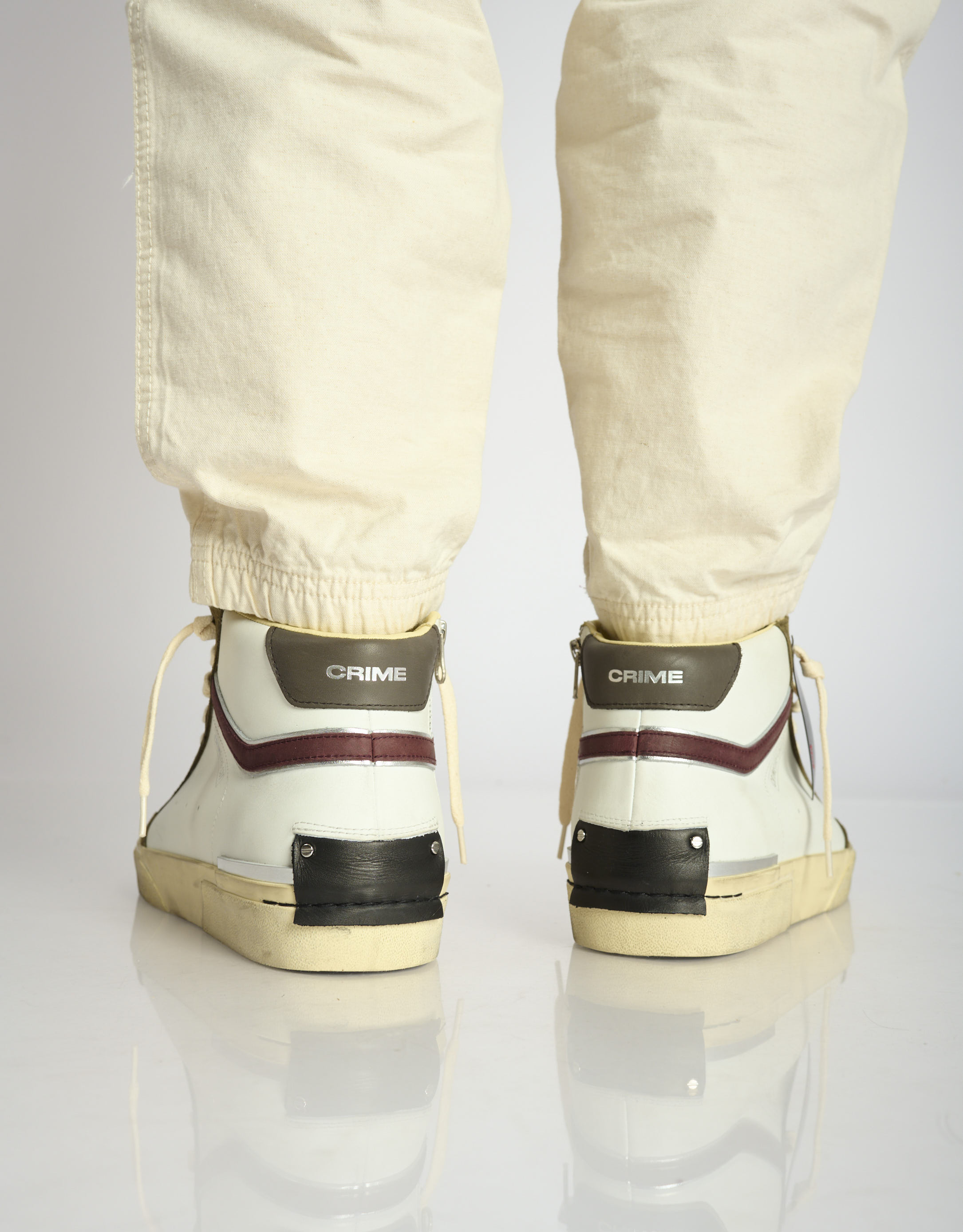 נעלי גברים - Crime London - סניקרס גבוהות JONAS - חאקי   לבן4