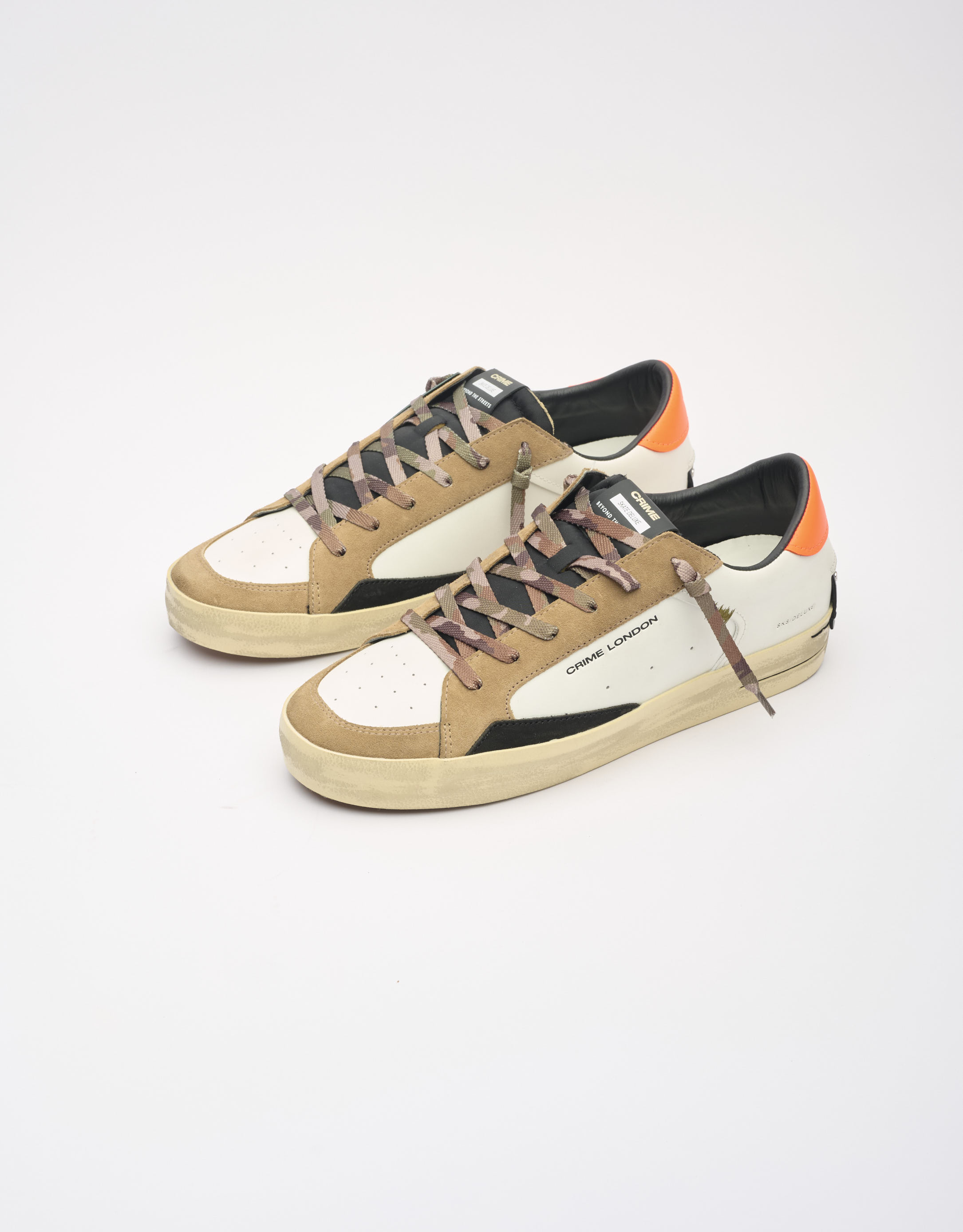 נעלי גברים - Crime London - סניקרס ALBIE - לבן   כתום2