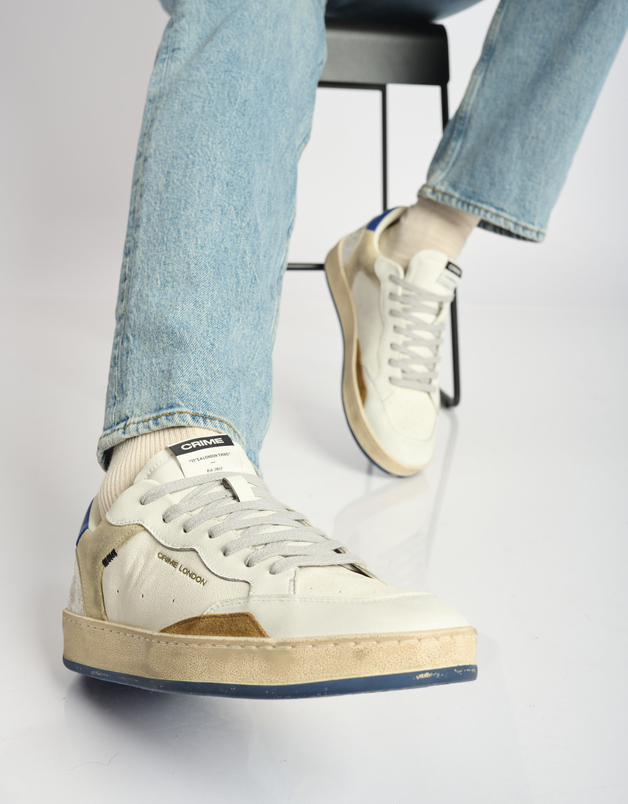 נעלי גברים - Crime London - סניקרס LENNOX - לבן1