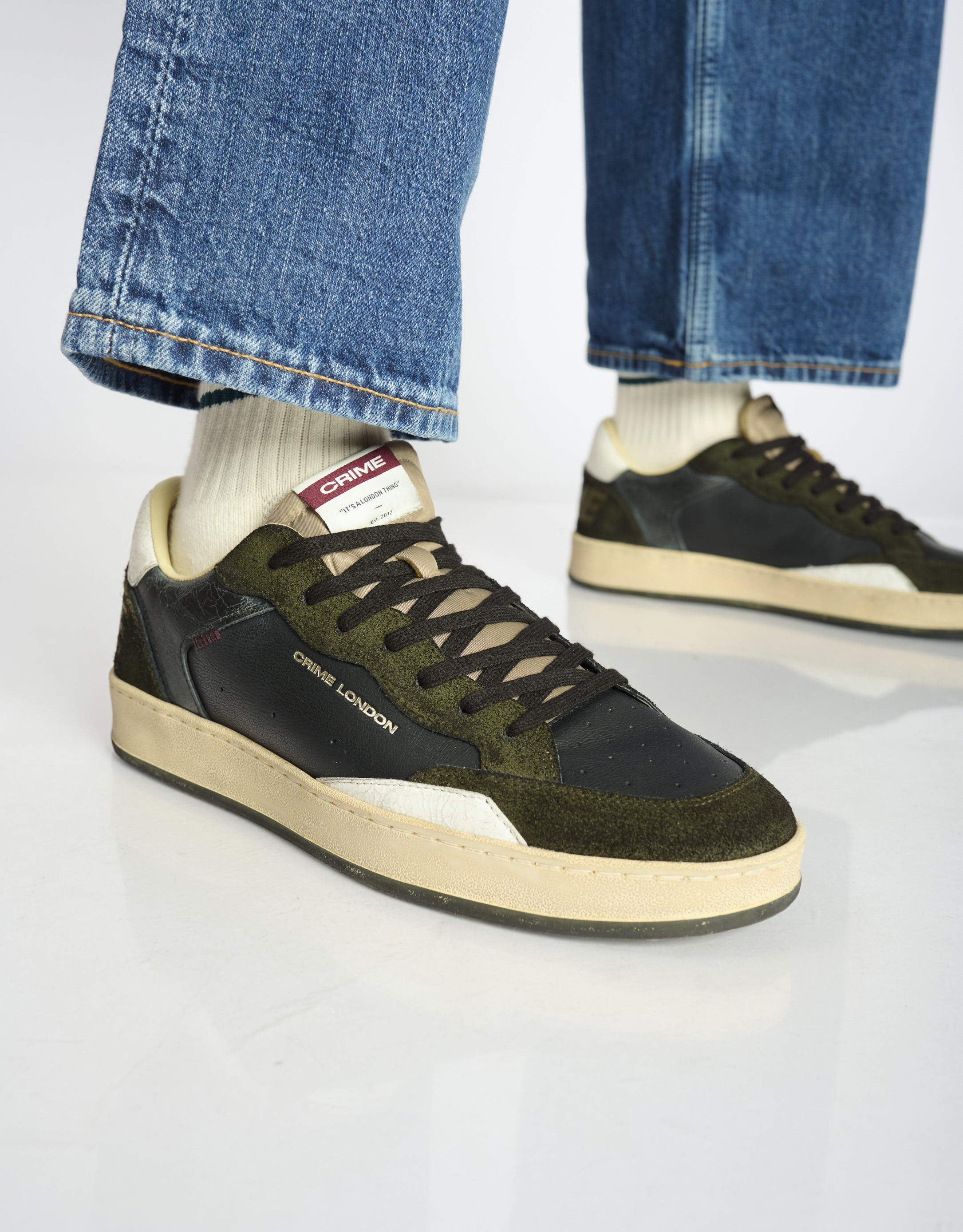 נעלי גברים - Crime London - סניקרס LENNOX - שחור ירוק2