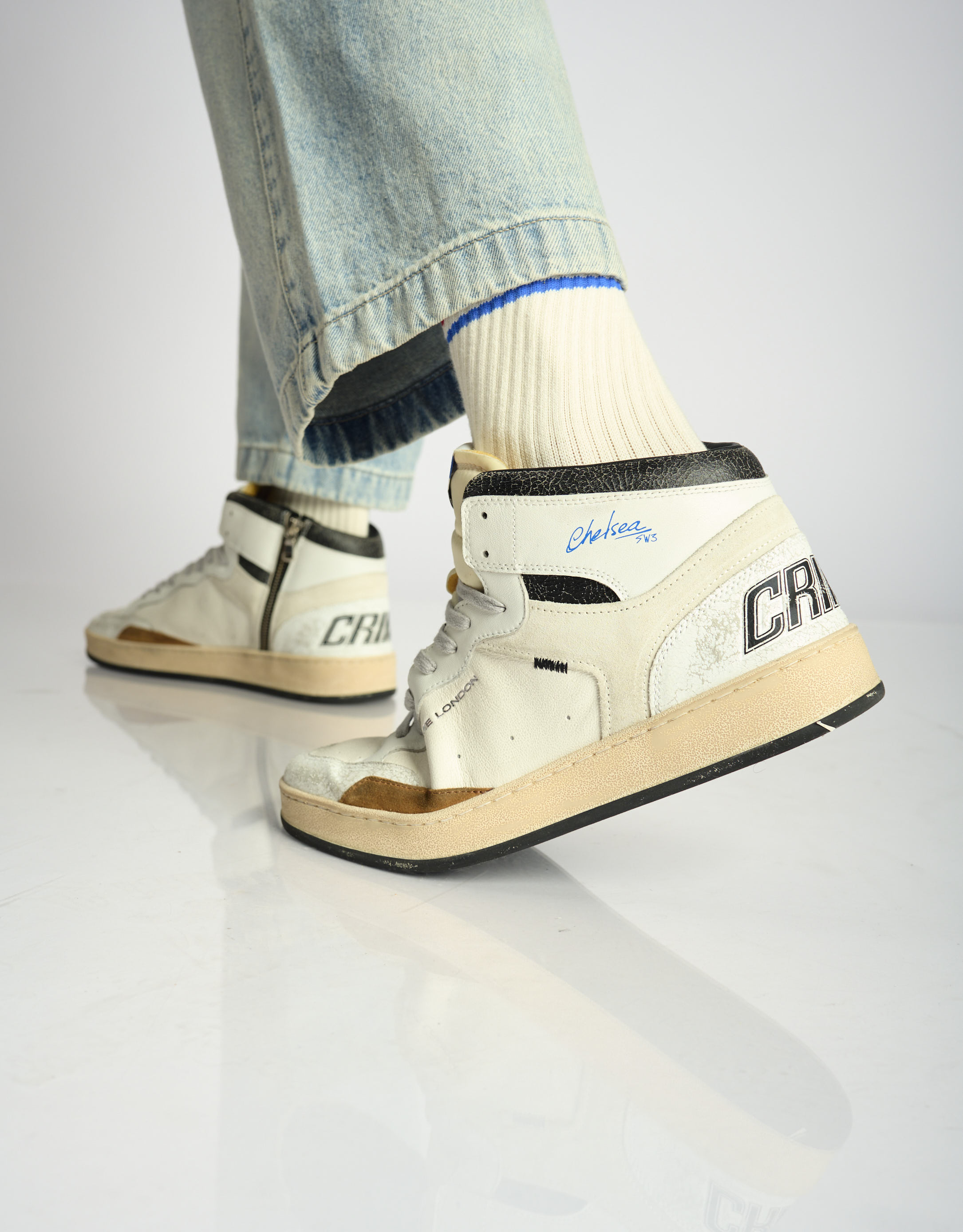 נעלי גברים - Crime London - סניקרס גבוהות LENNOX - לבן4